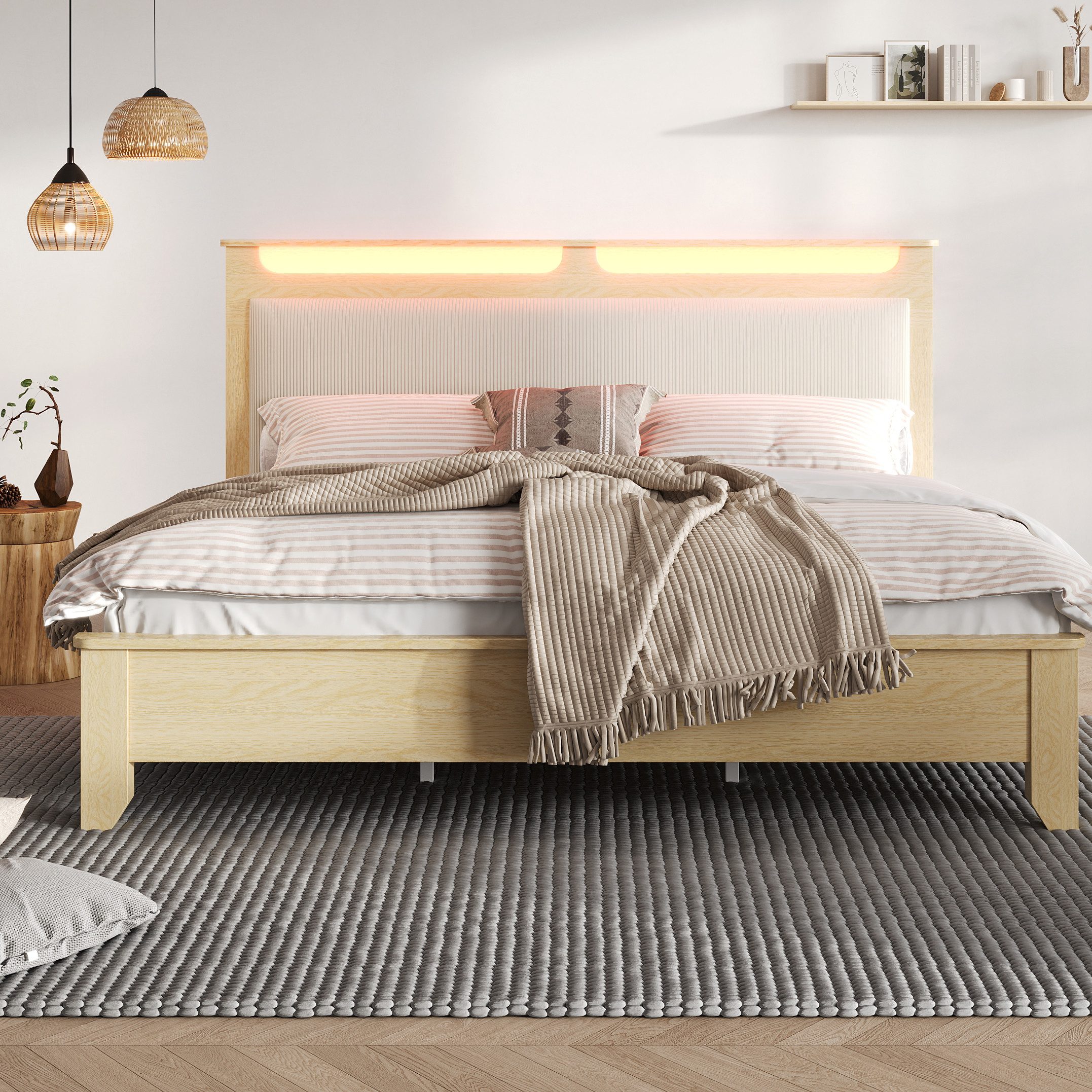 STILVORA Holzbett 160×200 mit Matratze&Stauraumkopfteil,Holzbett mit günstig online kaufen