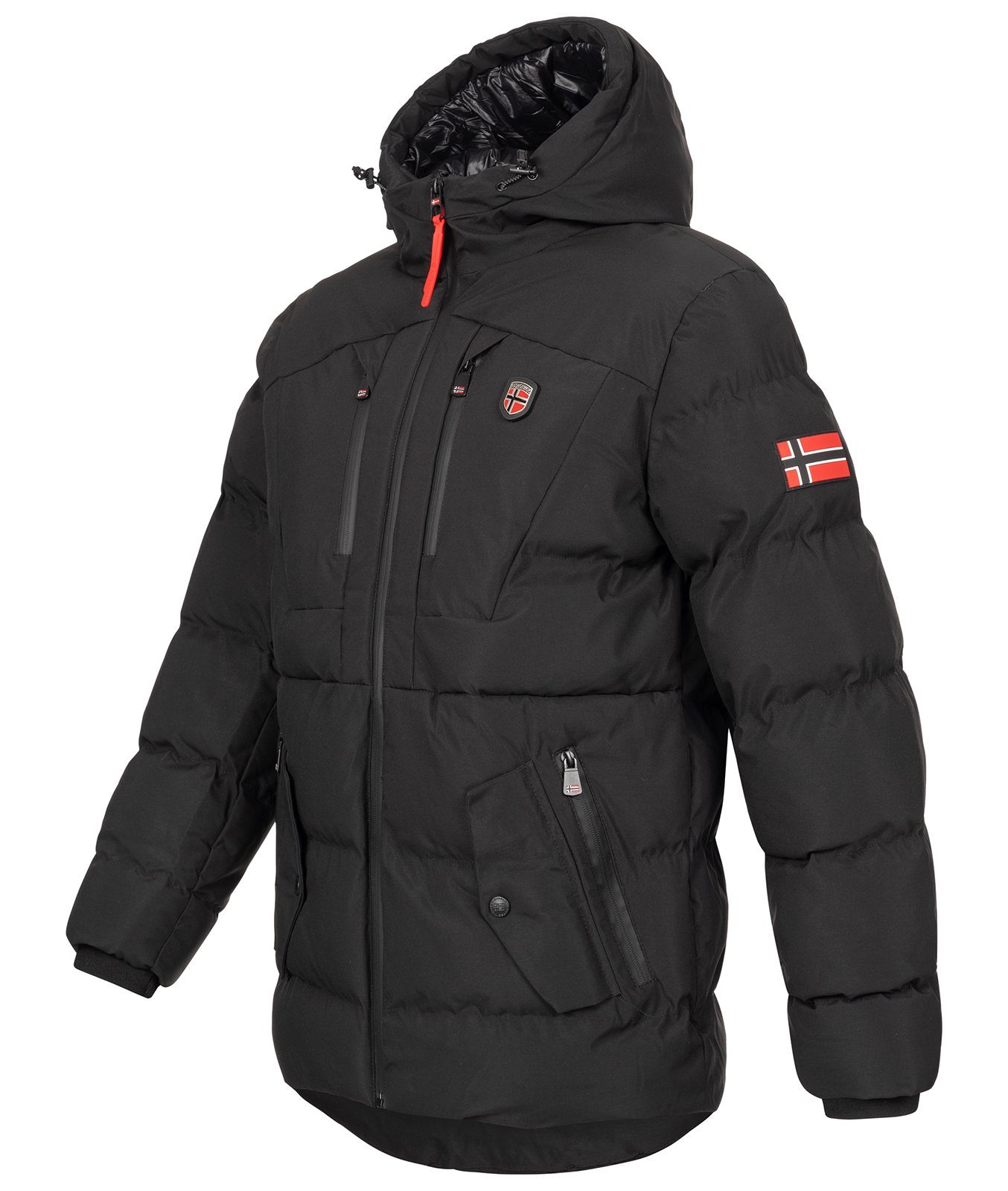 Geo Norway Winterjacke Herren Winterjacke Steppjacke mit Kapuze