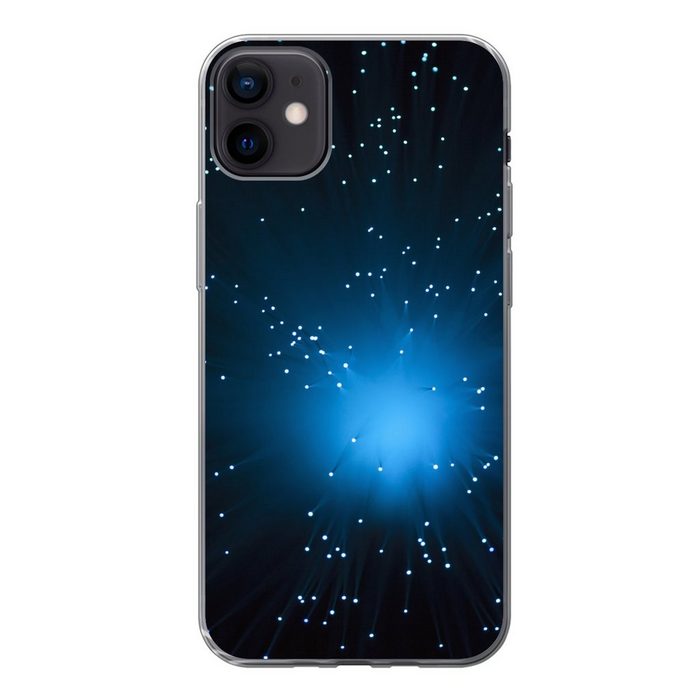 MuchoWow Handyhülle Blaues Glühen vor schwarzem Hintergrund Handyhülle Apple iPhone 12 Mini Smartphone-Bumper Print Handy