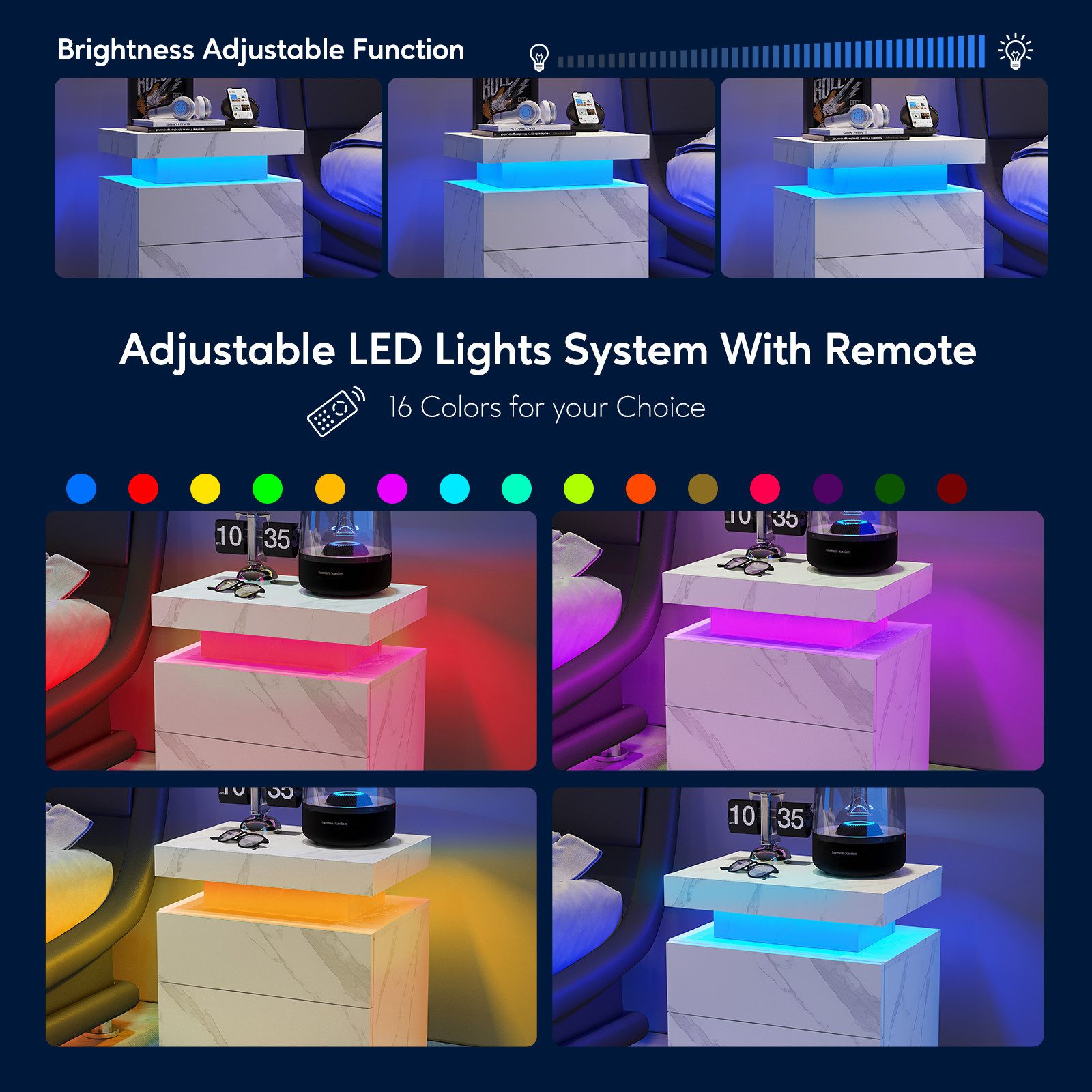 BlingBin Nachttisch Nachtschrank mit LED Licht, günstig online kaufen