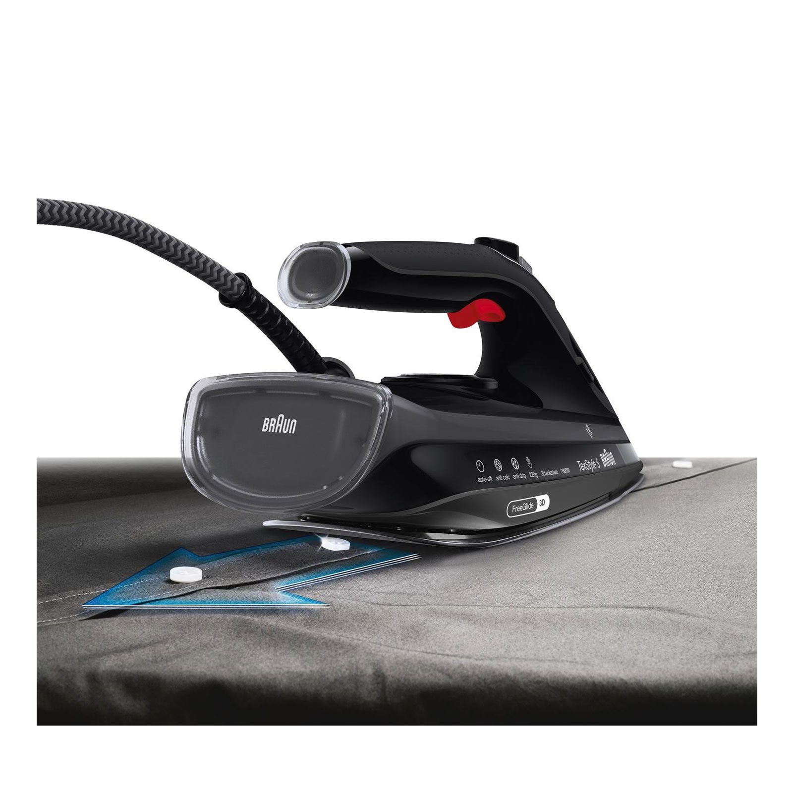 Braun Dampfbügelstation SI 5088 BK Texstyle Dampfbügeleisen, 0.3 ml Wassertank