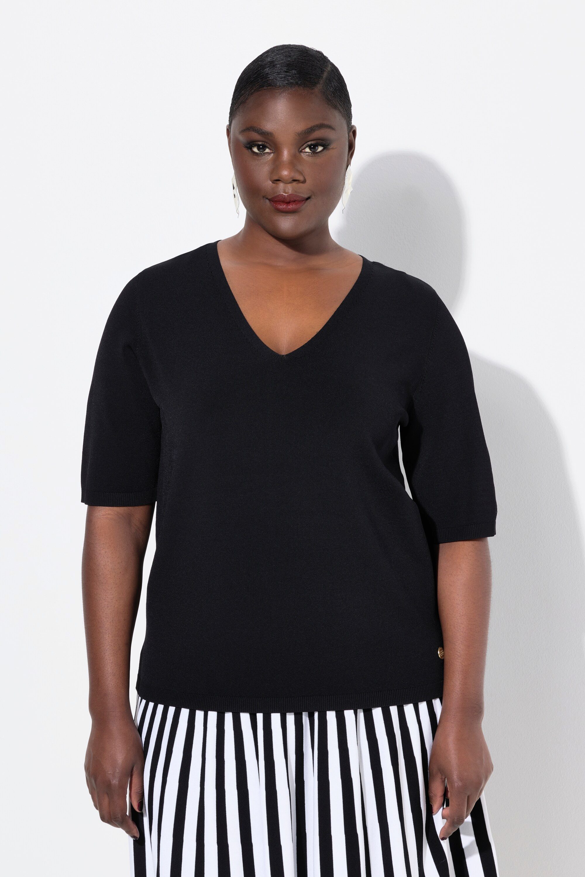 Ulla Popken Strickpullover Pullover elastischer Saum günstig online kaufen