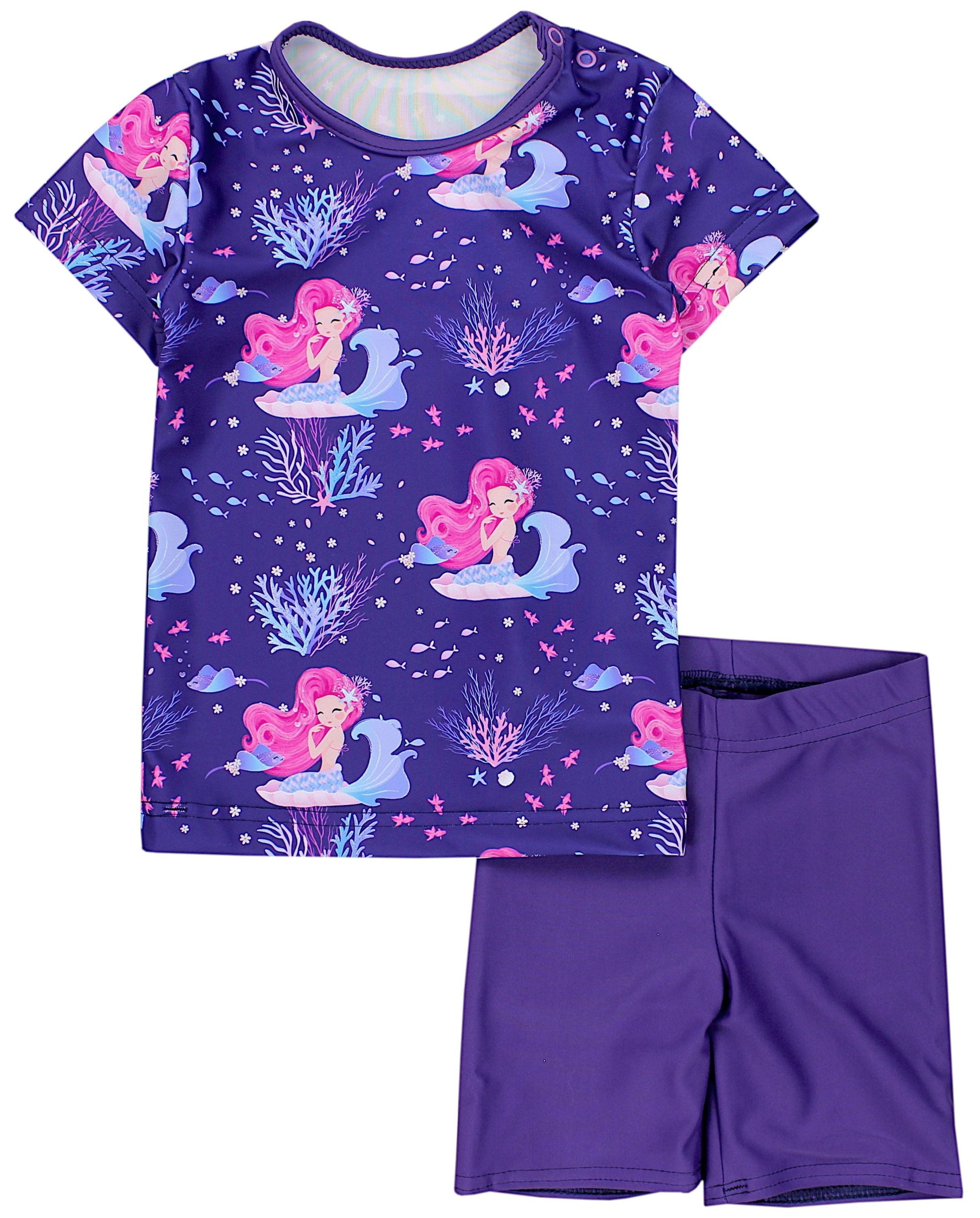 Badeanzug Baby Mädchen Zweiteiler Kinder Badeanzug Set Shirt Badehose UV-Schutz