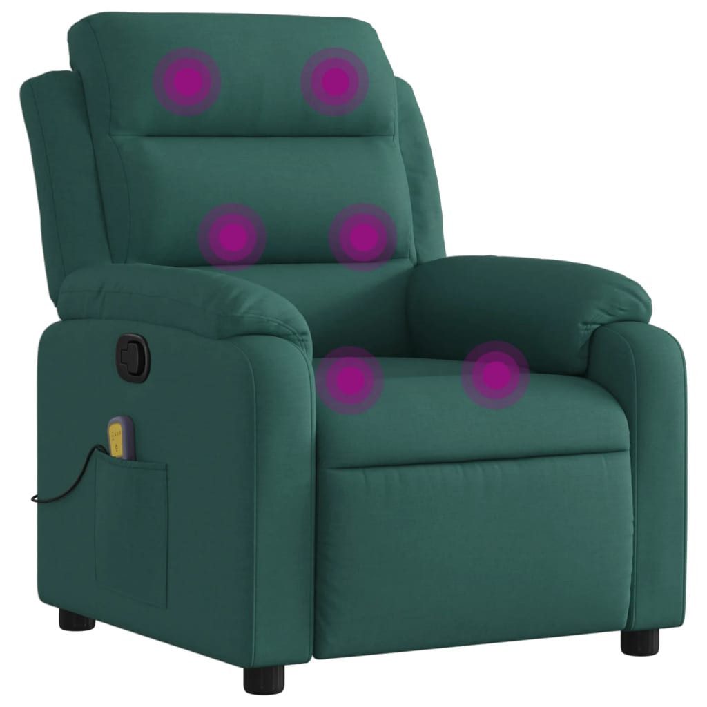 vidaXL Sessel Massage-Relaxsessel, dunkelgrüner Stoff (1-St)