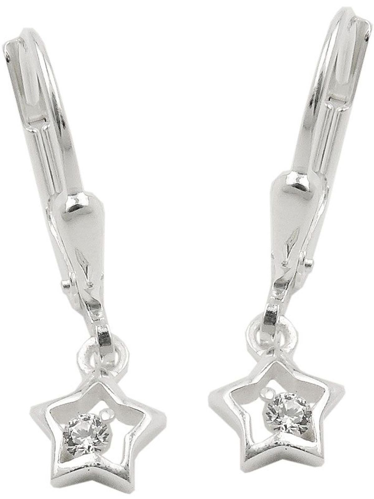Paar 22x6mm Ohrhänger Ohrhänger Ohrringe 925 Gallay mit Zirkonia glänzend Stern (1-tlg) Silber