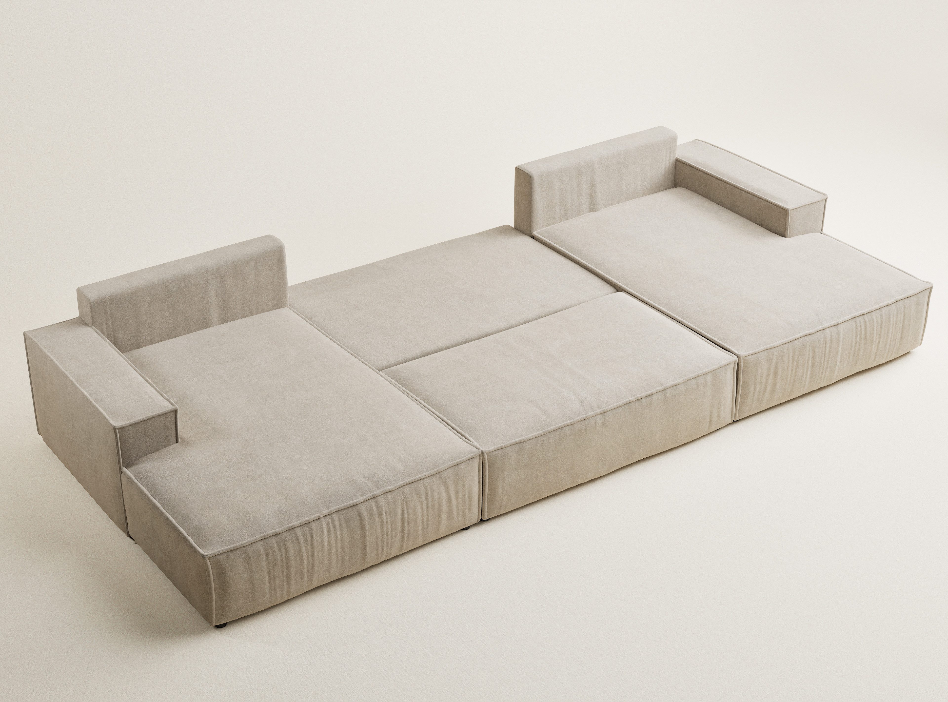 Maison de Rêve Wohnlandschaft Kyoto mit Schlaffunktion, U-Form Sofa mit Bettkasten, Zierkissen, Liegefläche 135x343 cm – Bild 4 von 5