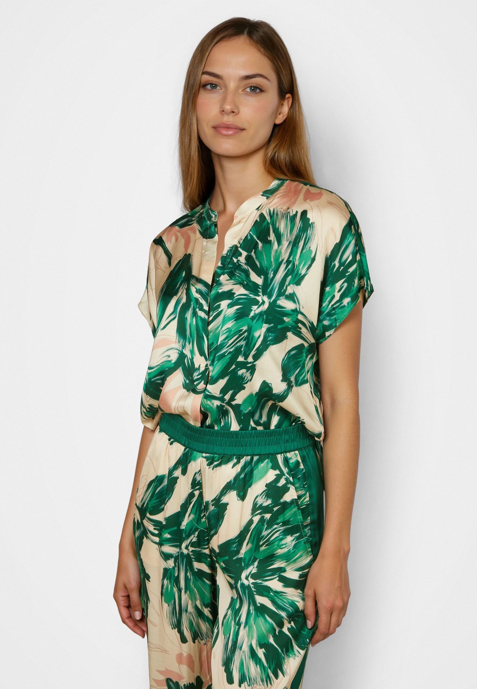 MARC AUREL Druckbluse mit grünem Print