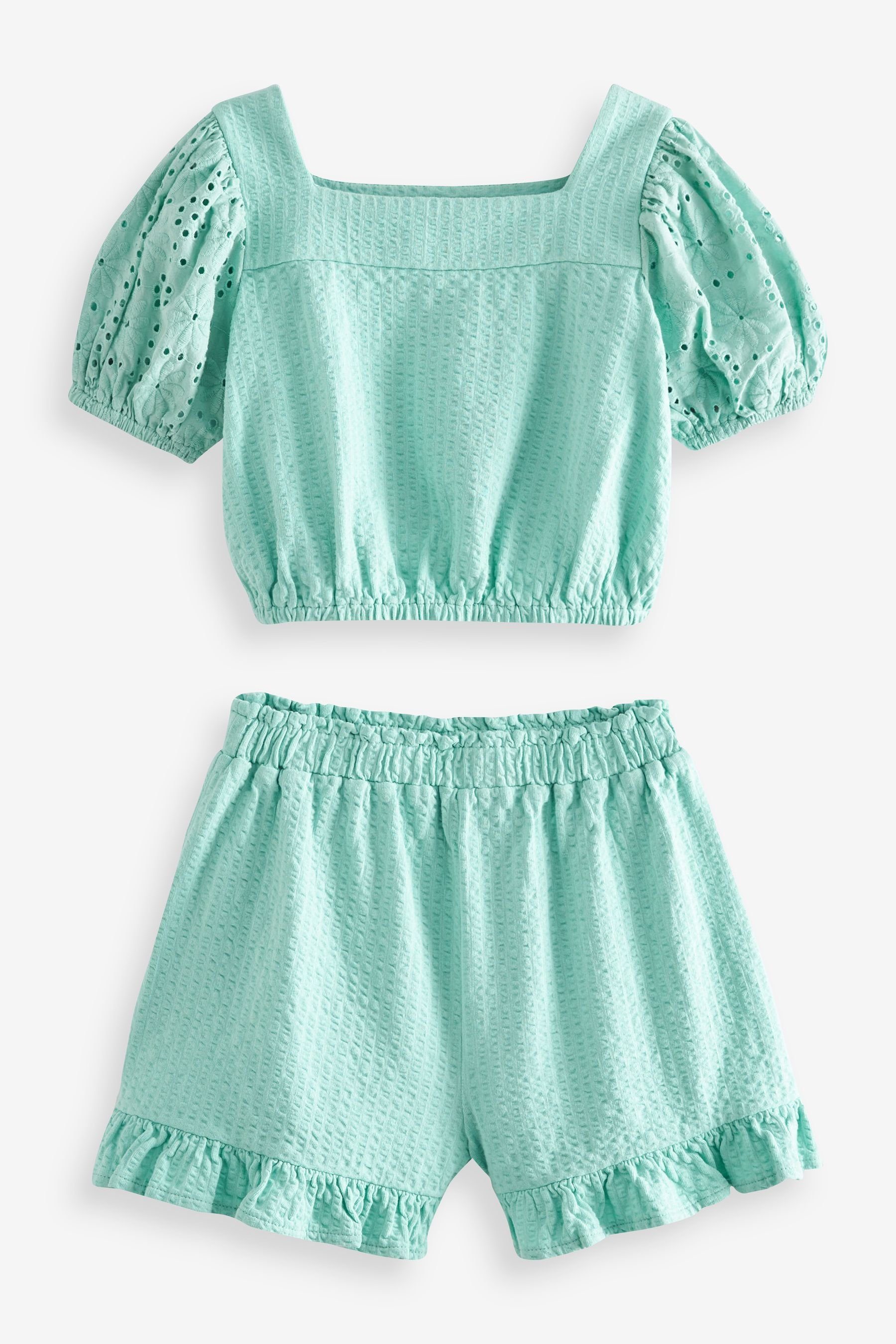 Next Top & Shorts Strukturiertes Top und Shorts im Set (2-tlg) Blue