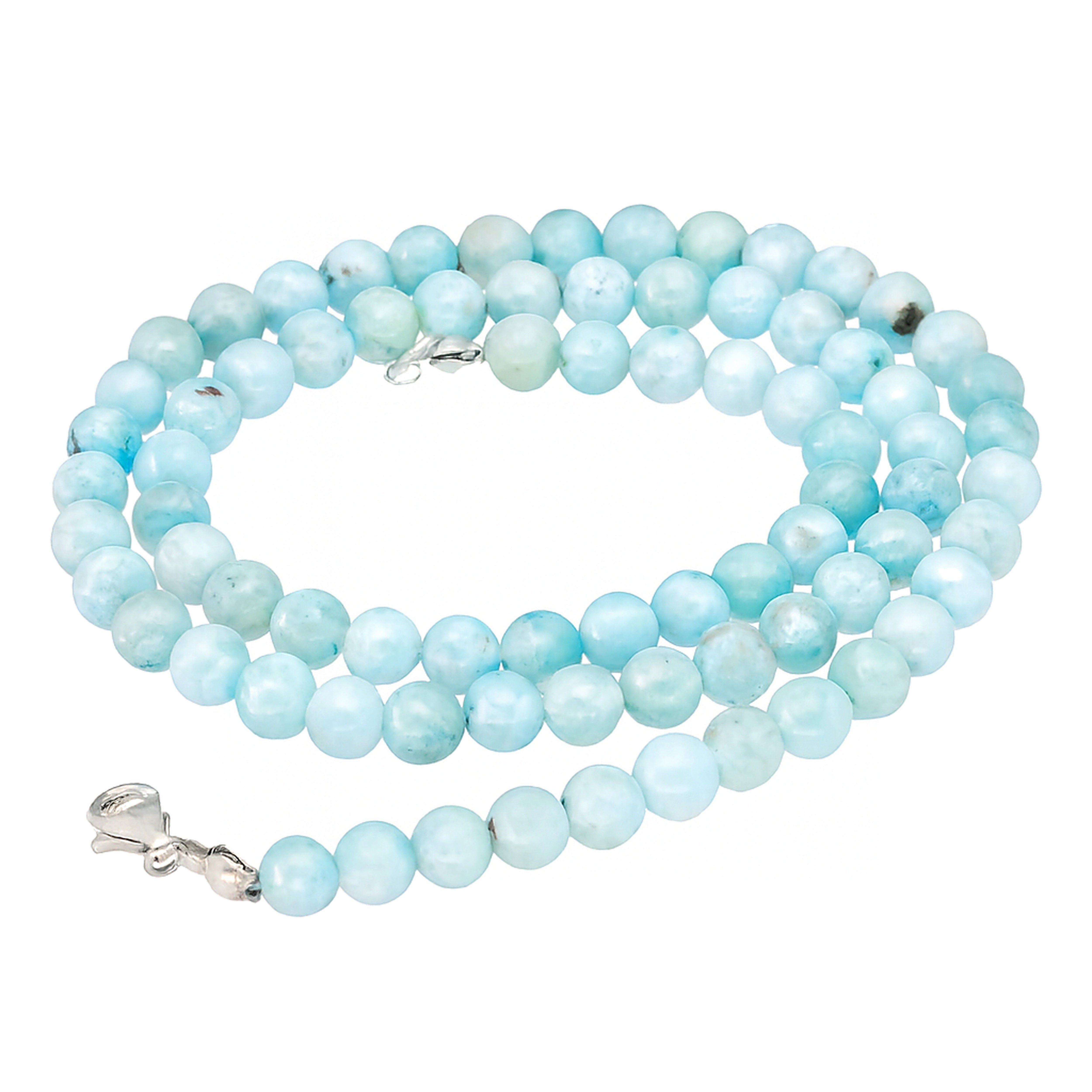 Lebensquelle Plus Kette ohne Anhänger Larimar Kugelkette, Ø 6 mm mit Verschluss, 45 cm