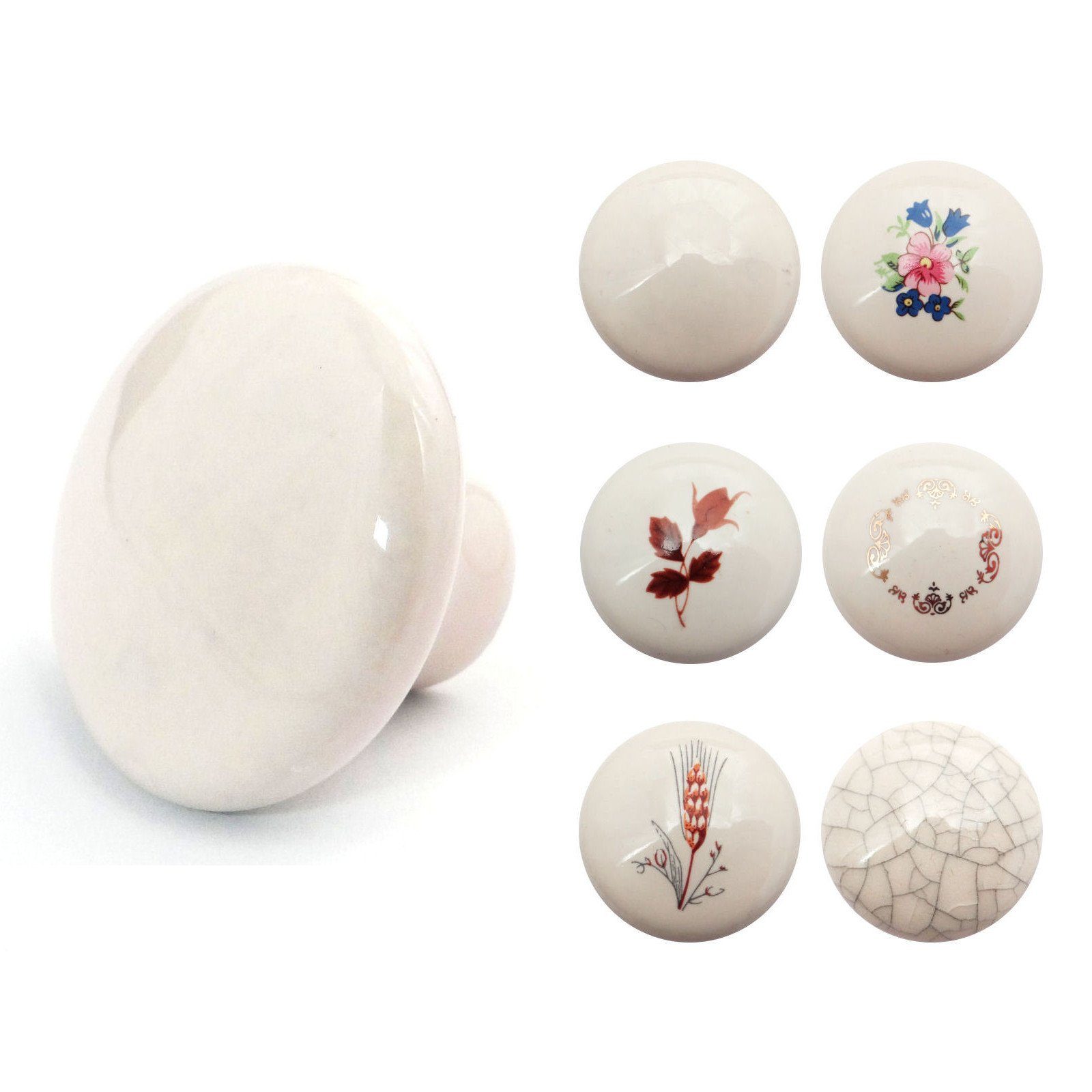 SO-TECH® Möbelknopf Porzellanknopf KIM Landhaus vintage, Landhaus vintage Knopf Knauf incl. Schraube