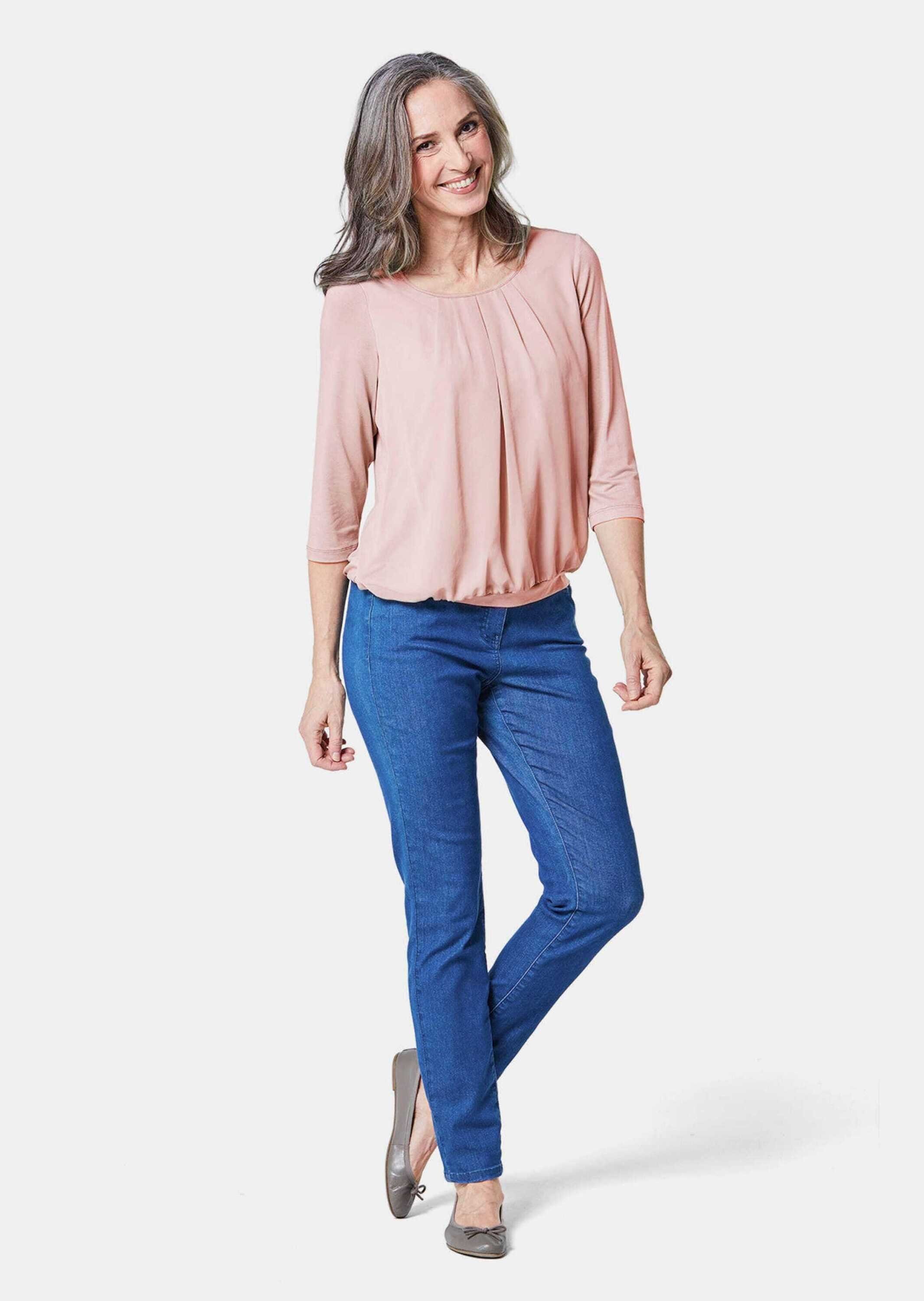 GOLDNER Shirtbluse Chiffon-Shirt mit 3/4-Arm, Rundhals Damen Sommerbluse, H günstig online kaufen