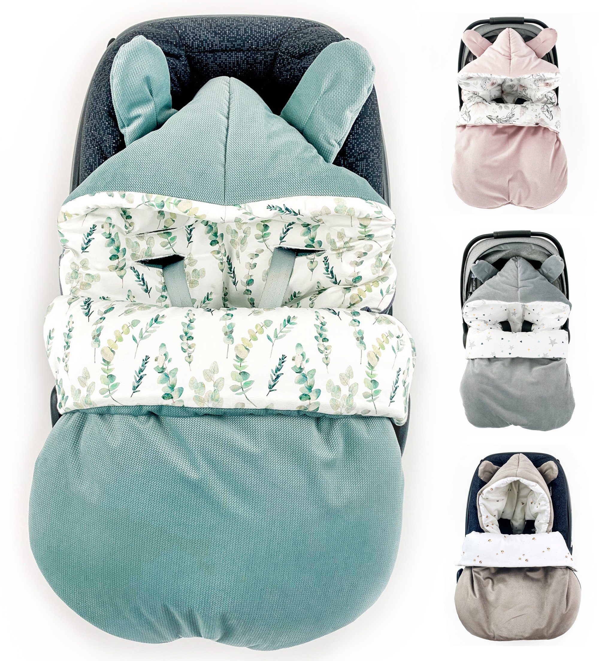 Fußsack BABYFUßSACK für Babyschale Frühling Übergang warm mit Füllung