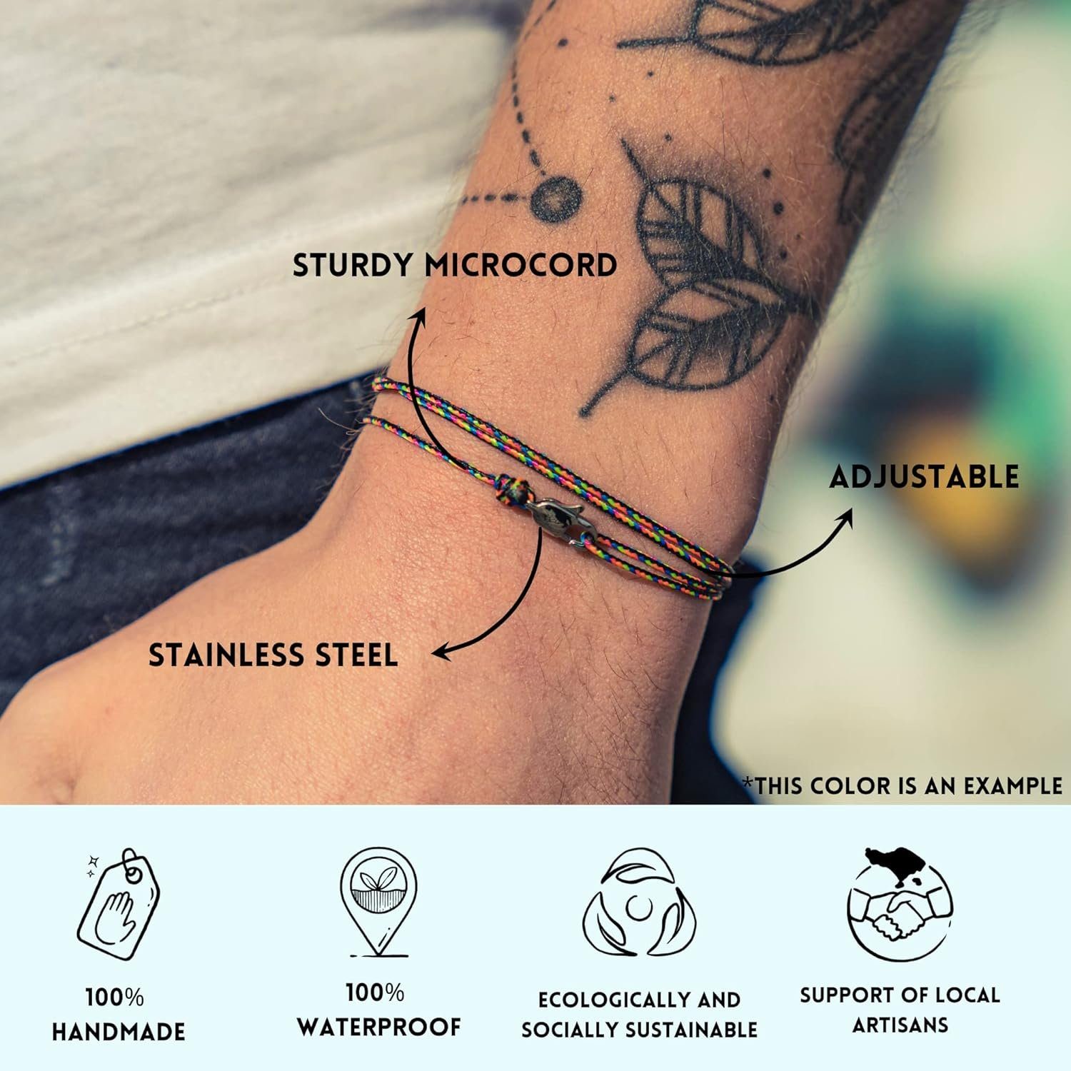 Made by Nami Wickelarmband Minimalistisches Armband mit Karabinerhaken Herren Armband Damen, Maritimes Armband Wasserfest & Verstellbar – Bild 4 von 5
