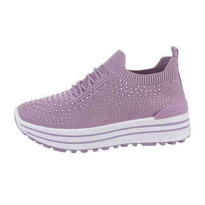 Ital-Design Damen Low-Top Freizeit Кроссовки Flach Кроссовкиs Low in Lila