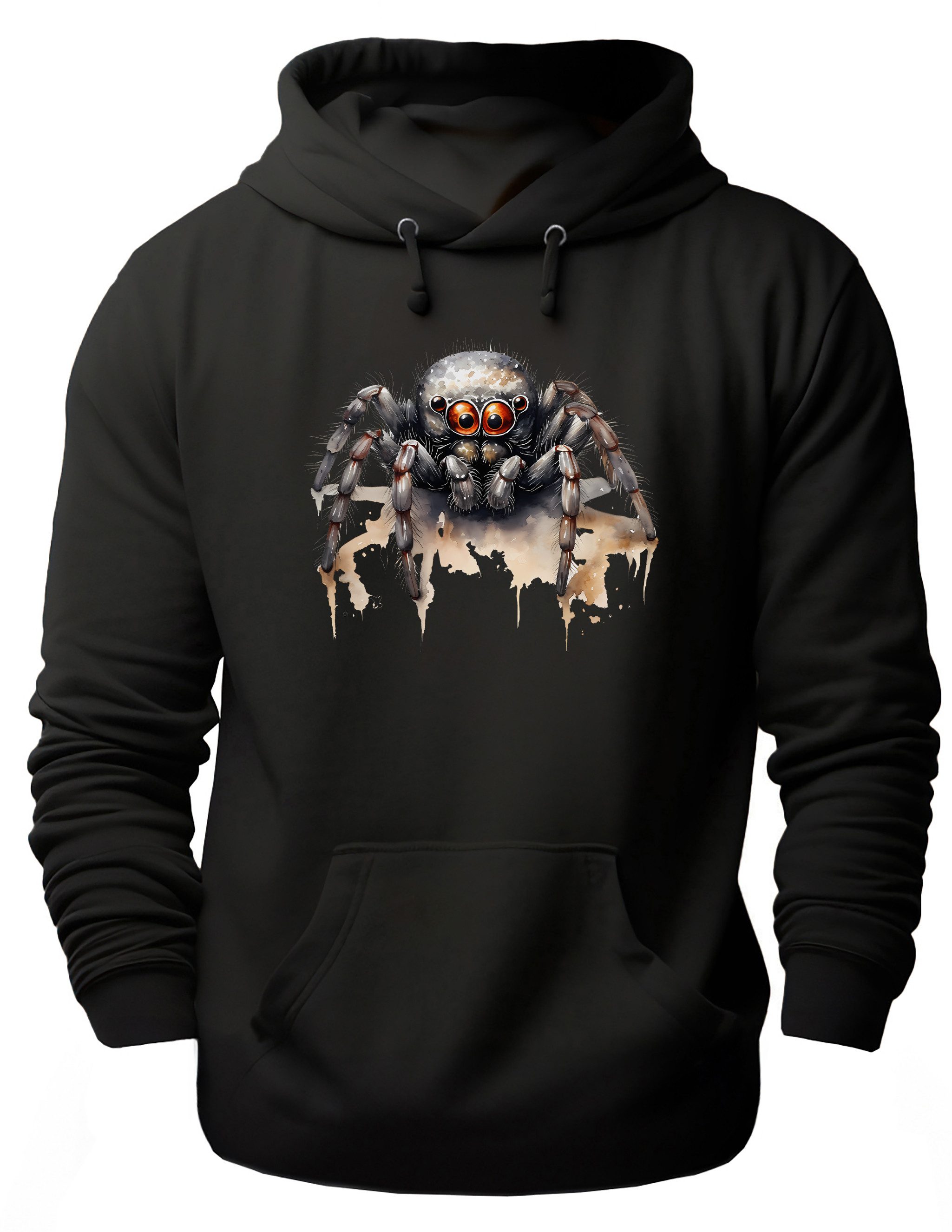 MyDesign24 Hoodie Halloween Kapuzen Pulli - Gruselige Spinne Herren und Damen Kapuzensweater - Halloween Hoodie i441