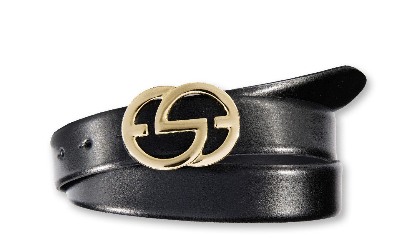 Silbergift Ledergürtel Ledergürtel im Classicstyle mit Goldschließe