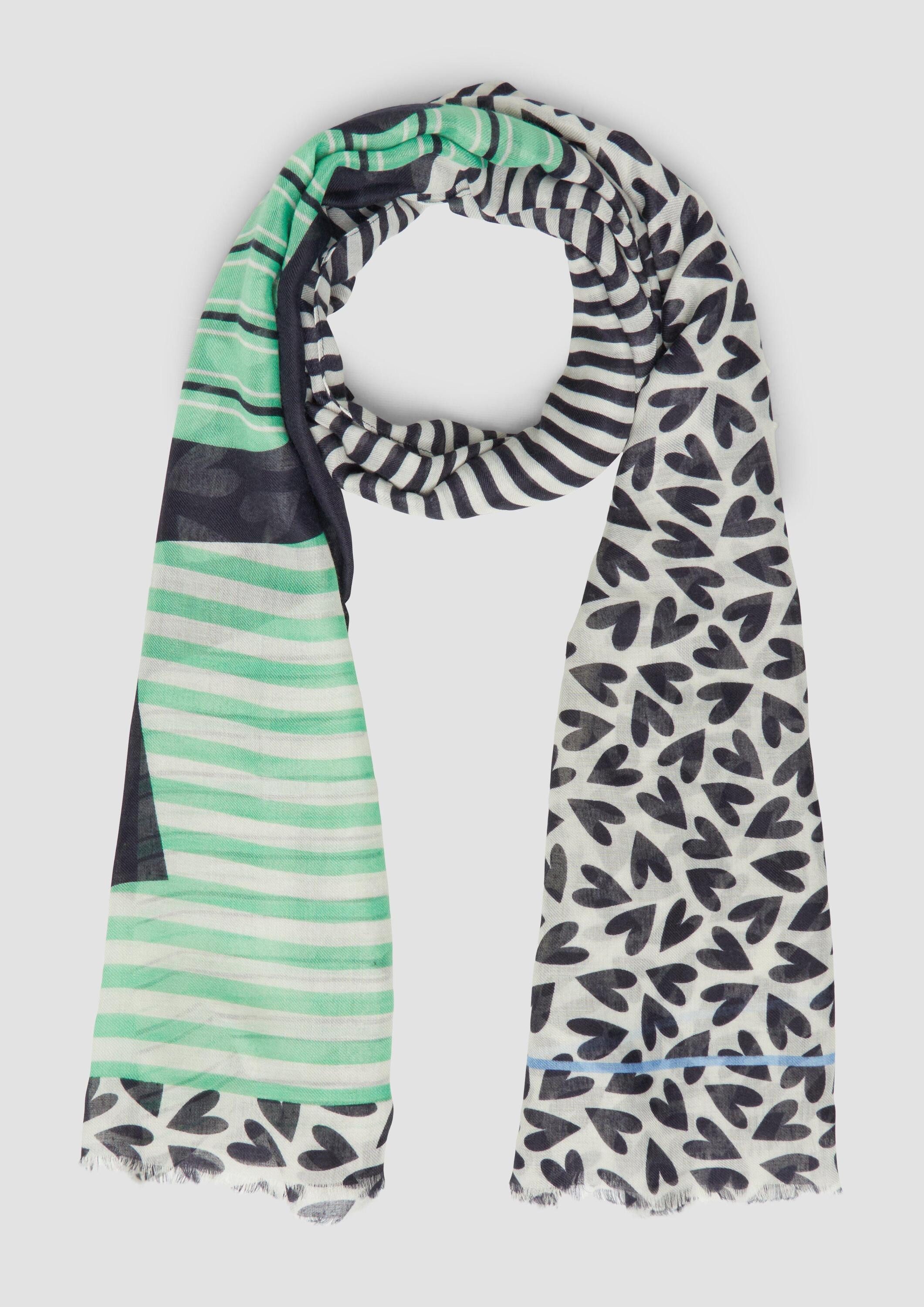 s.Oliver Schal Tuch, Gestreifter Schal mit Mustermix