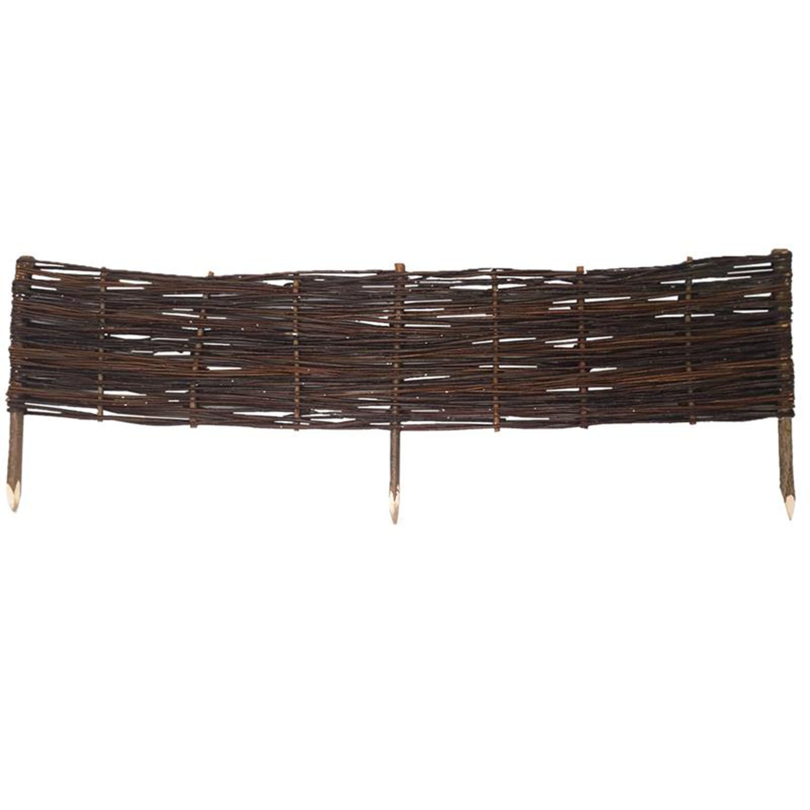 NOOR Weidenzaun Steckzaun zur Beetbegrenzung im Garten - geflochtene Weide, Naturprodukt - 120 cm x 25 cm - mit 3 integrierten Boden-Pfosten