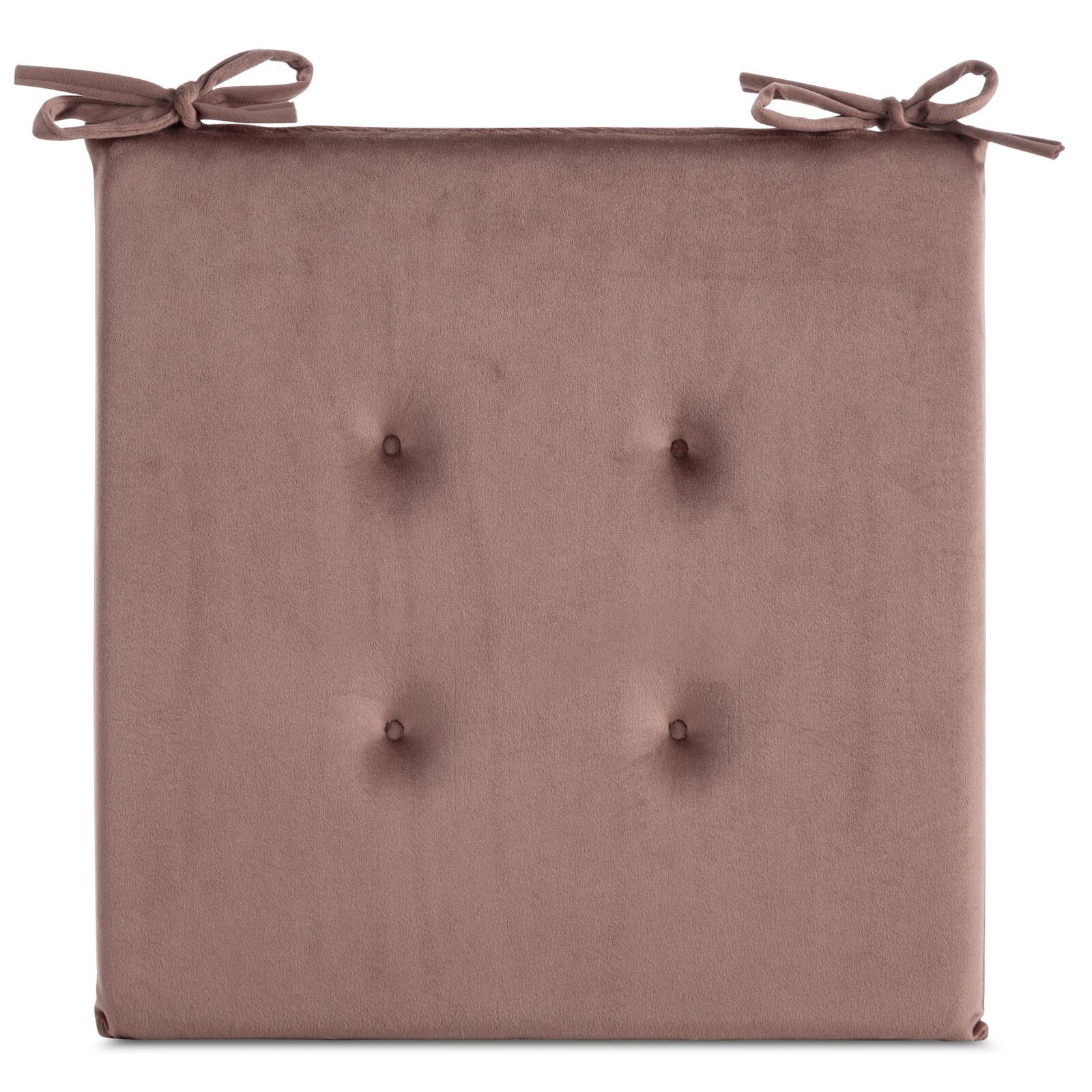 Eurofirany Stuhlkissen Sitzkissen aus Velvet Gesteppte 4 Punkte Einfarbig 40x40 cm, Samt Kissen Velours Sitzkissen mit Schnürchen
