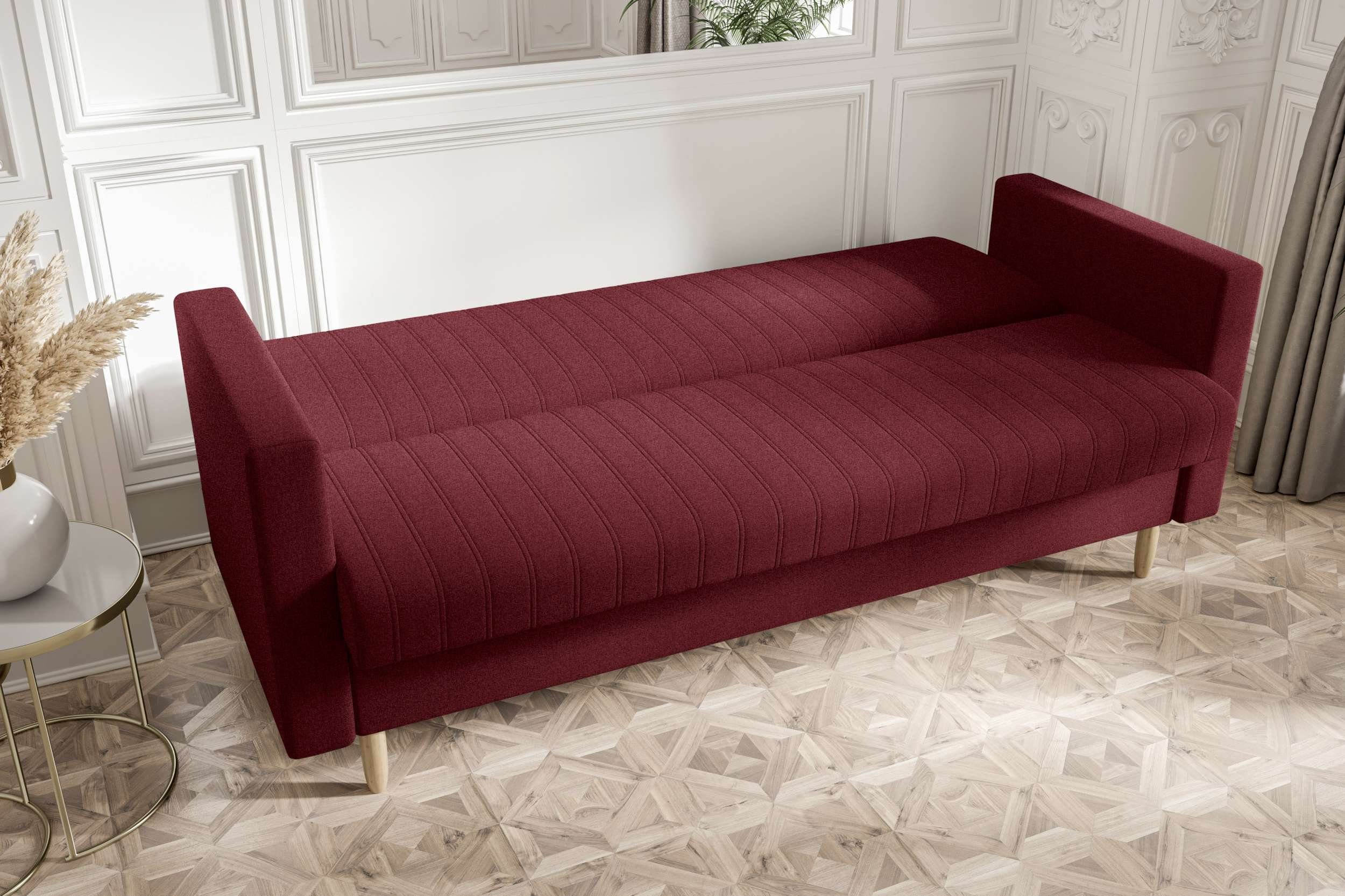 Design Sitzkomfort, Bettfunktion, Melisa, mit Sofa, Schlafsofa, Bettkasten, mit Modern 3-Sitzer Stylefy