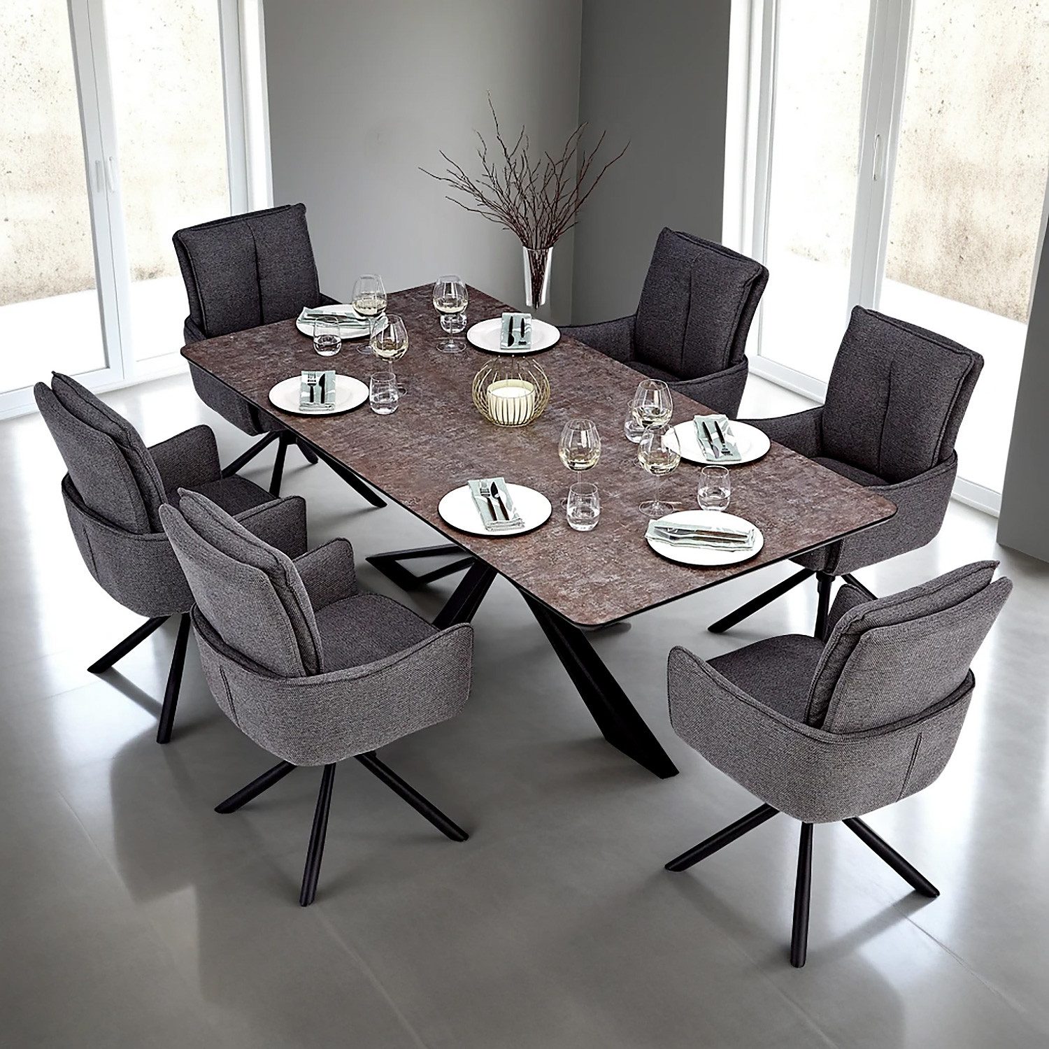 Homestyle4u Essgruppe Esstisch 200x100 Vintage edel günstig online kaufen