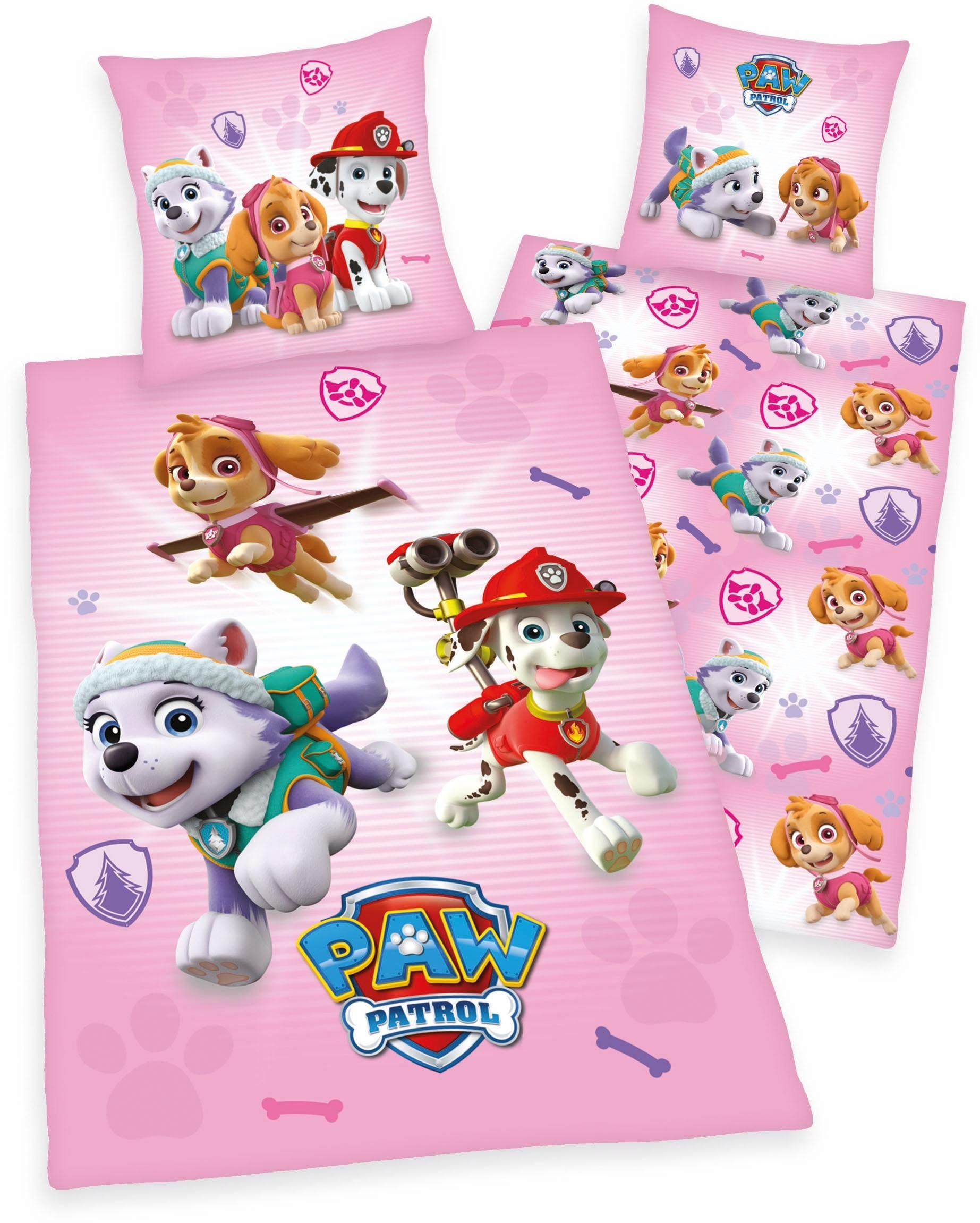 PAW PATROL Kinderbettwäsche Paw Patrol, Renforcé, 2 teilig, mit tollem Motiv