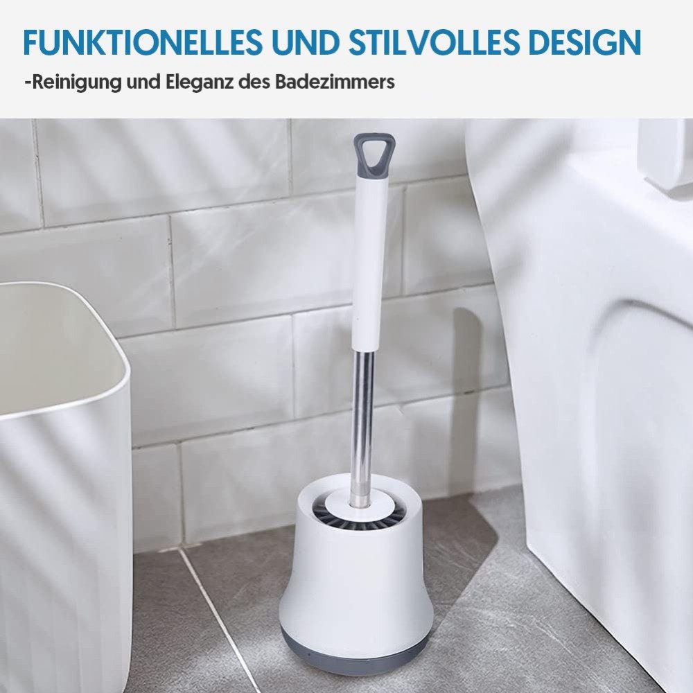 HUGERSTONE WC-Reinigungsbürste Klobürste Silikon, WC Bürste mit Schnell Trocknendem Haltersatz, (1-tlg., 1 x Klobürste + 1 x Aufbewahrungsständer), Toilettenbür – Bild 3 von 5