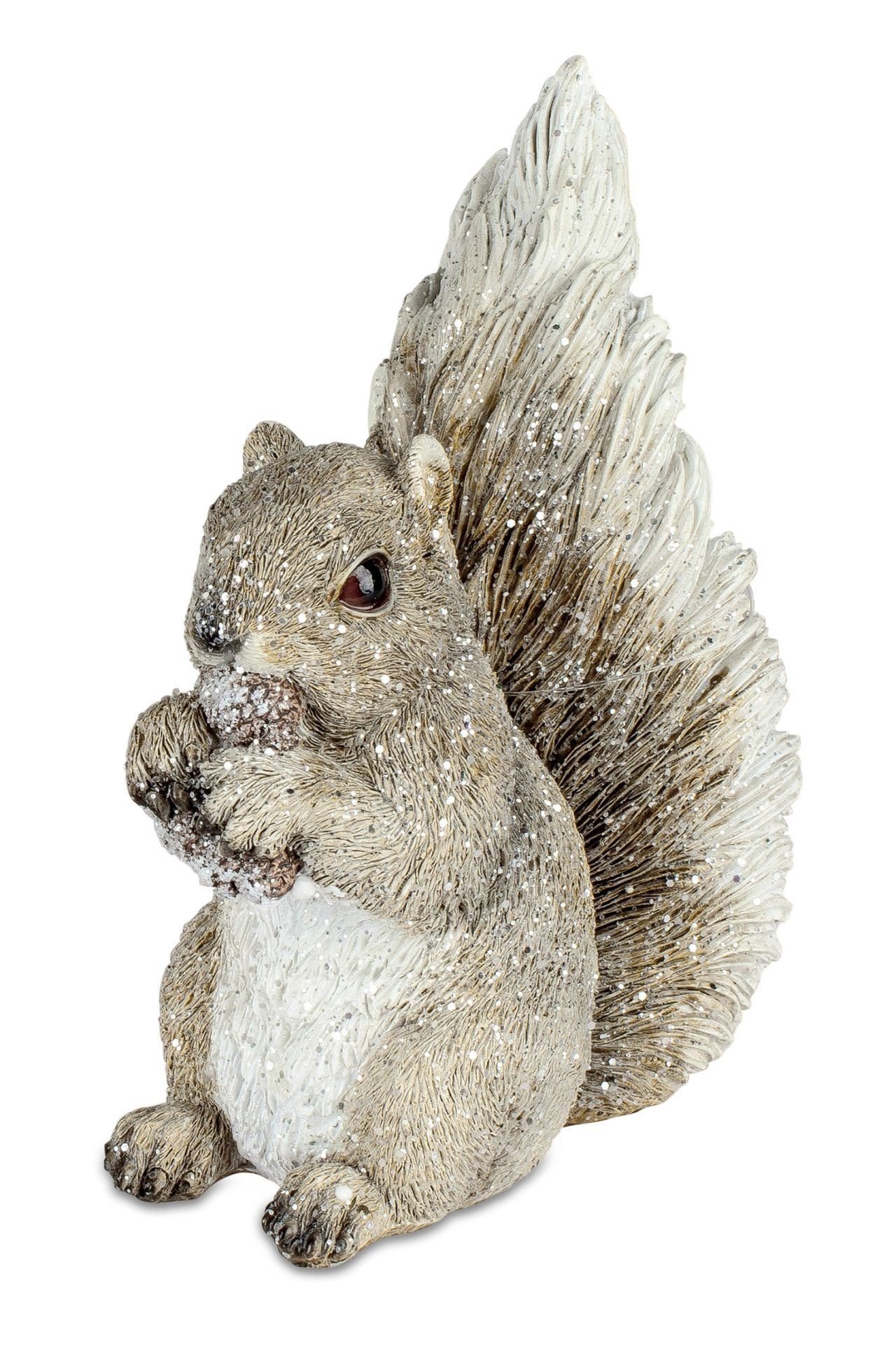 formano Tierfigur Dekofigur Eichhörnchen oder Igel auf Ast Herbst- und Winterdekoration Grau