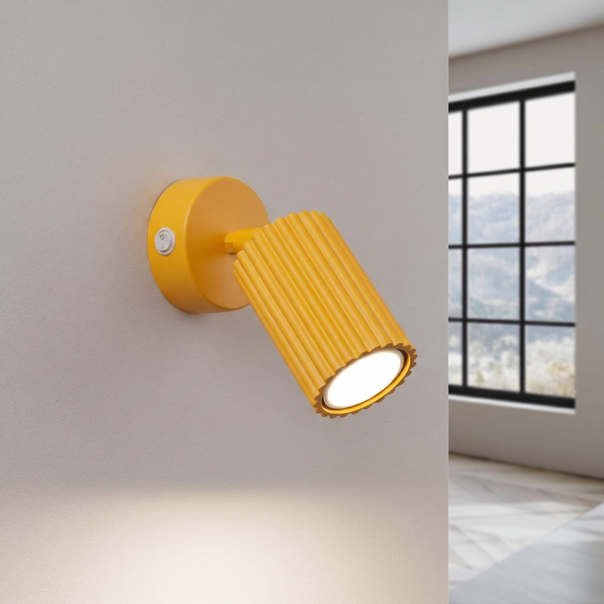 SOLLUX lighting Wandleuchte Wandleuchte KARBON gelb mit einem Schalter, Nicht enthalten