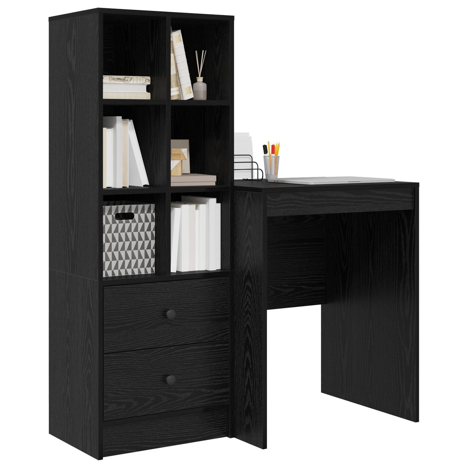 vidaXL Sideboard Schreibtisch mit Stauraum Schwarz-Eiche günstig online kaufen