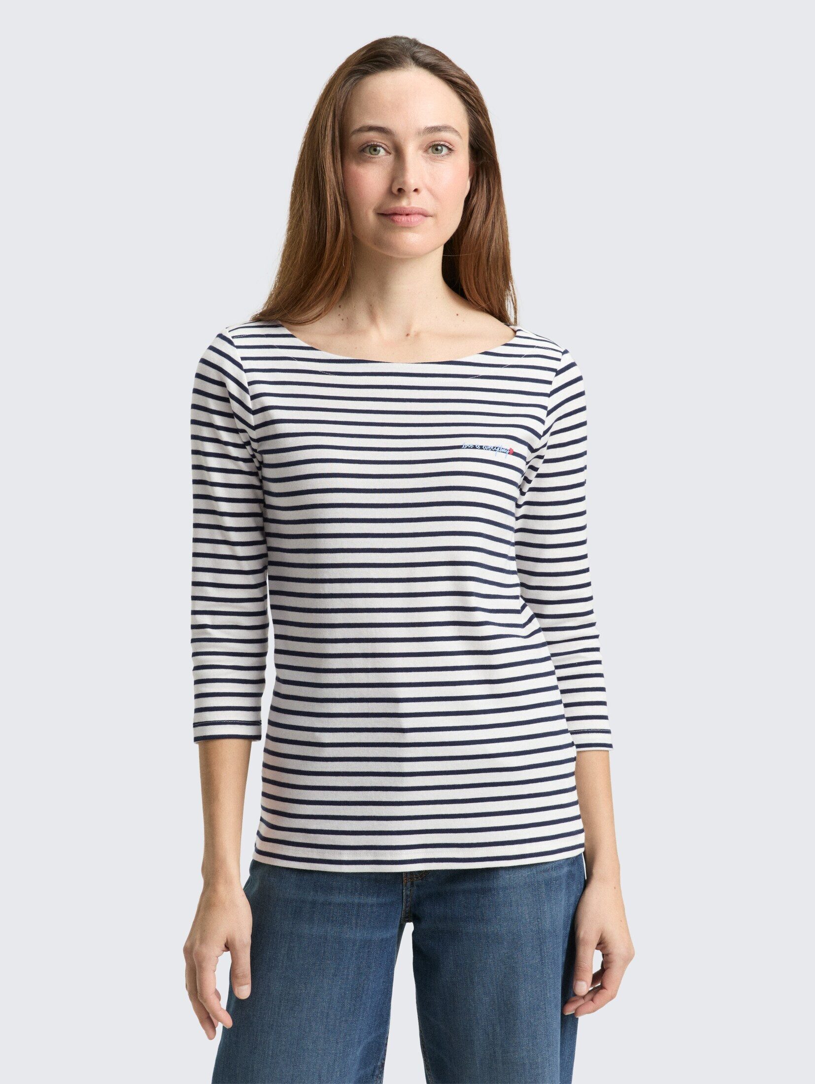 TOM TAILOR 3/4-Arm-Shirt T-Shirt Langarmshirt mit Streifenmuster günstig online kaufen