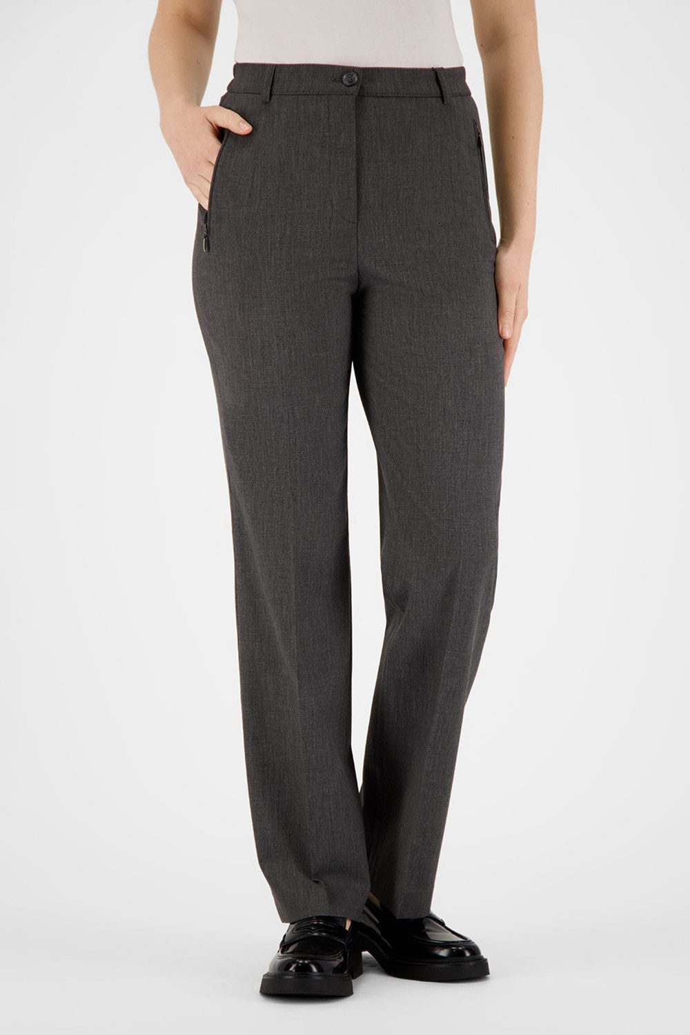 Atelier GARDEUR Straight-Jeans KAREN1-602111-1089 Comfortable Fit Damenhose grau dunkelgrau Wollmischung mit Stretchanteil und geradem Schnitt