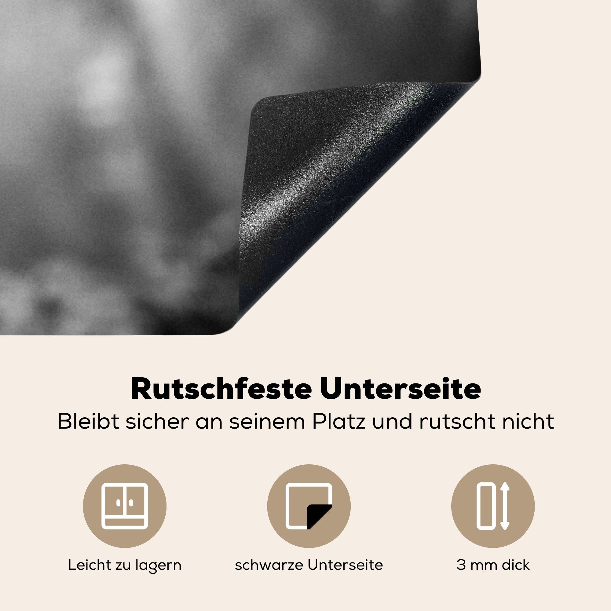 MuchoWow Herdblende-/Abdeckplatte Fuchs 83x51 Ceranfeldabdeckung, - Weiß, Schwarz Arbeitsplatte für küche (1 - Vinyl, cm, tlg)