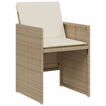 vidaXL Gartenlounge-Set 3-tlg. Bistro-Set mit Kissen Beige Poly Rattan, (1-tlg)