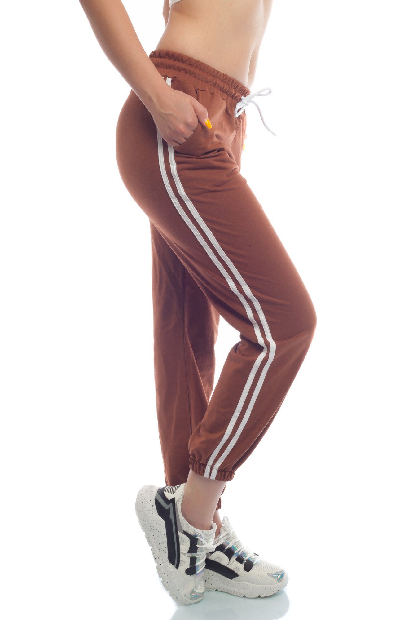 Bongual Jogginghose »Sweathose Damen Trainingshose Basic mit Streifen«  lässig
