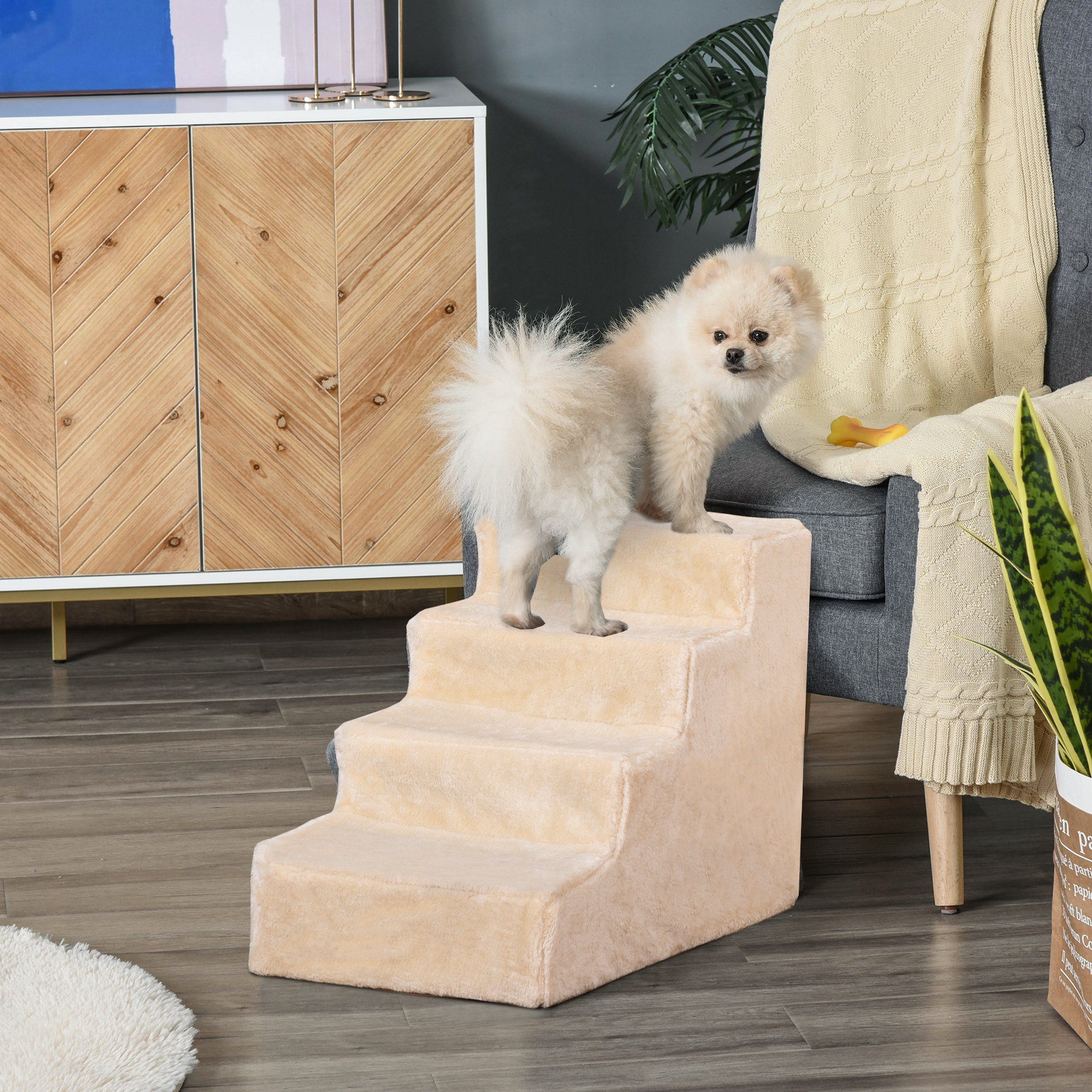 PawHut Haustiertreppe 4-stufige Hunderampe Katzenrampe mit günstig online kaufen