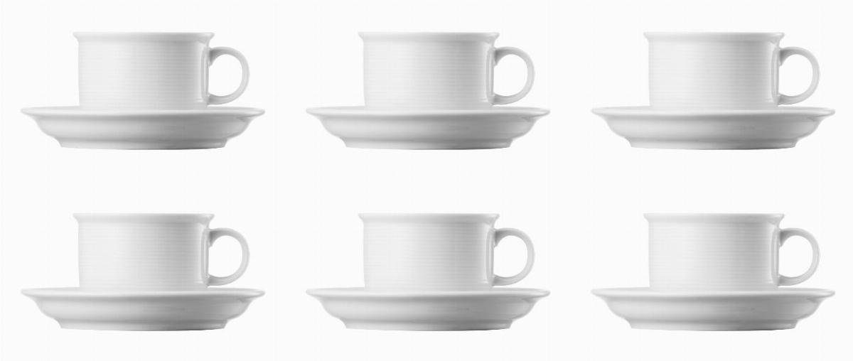Thomas Porzellan Tasse 6 x Kaffeetasse 2-tlg. - TREND Weiß - 1 Set