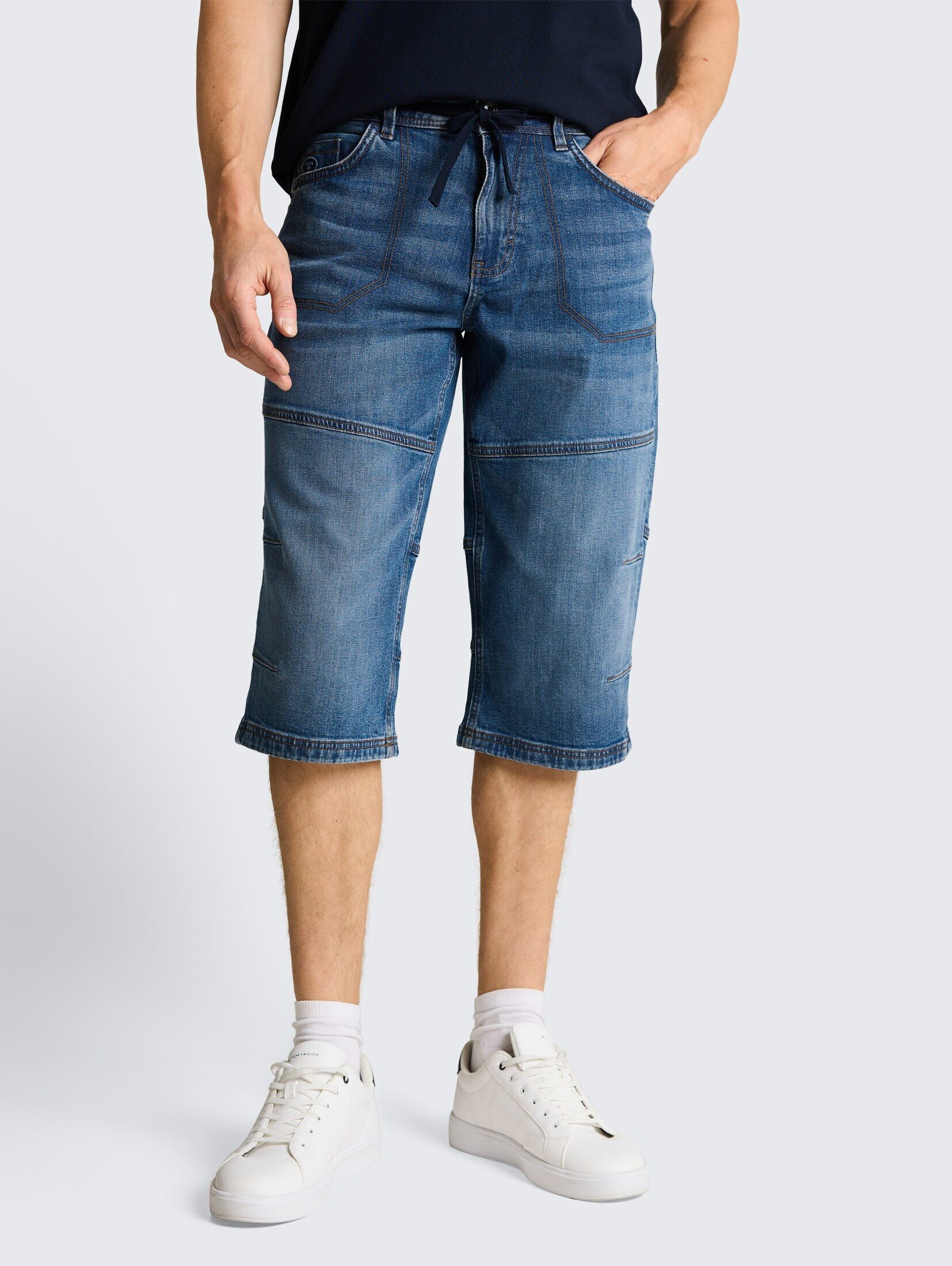 TOM TAILOR Jeansshorts Jeanshosen TTMORRIS RELAXED Overknee Jeans Shorts mit Stretch