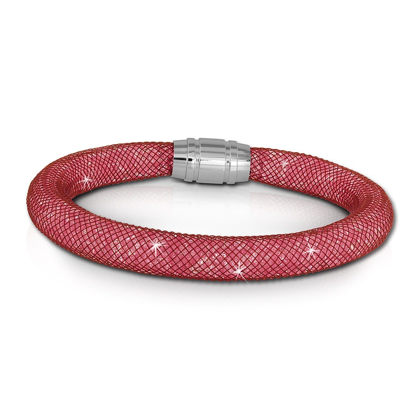 rosa Edelstahlarmband SilberDream rot, mit (Armband), Farbe: SilberDream Armband Edelstahl-Verschluss, Damenarmband Arm-Schmuck rosa Kristalle