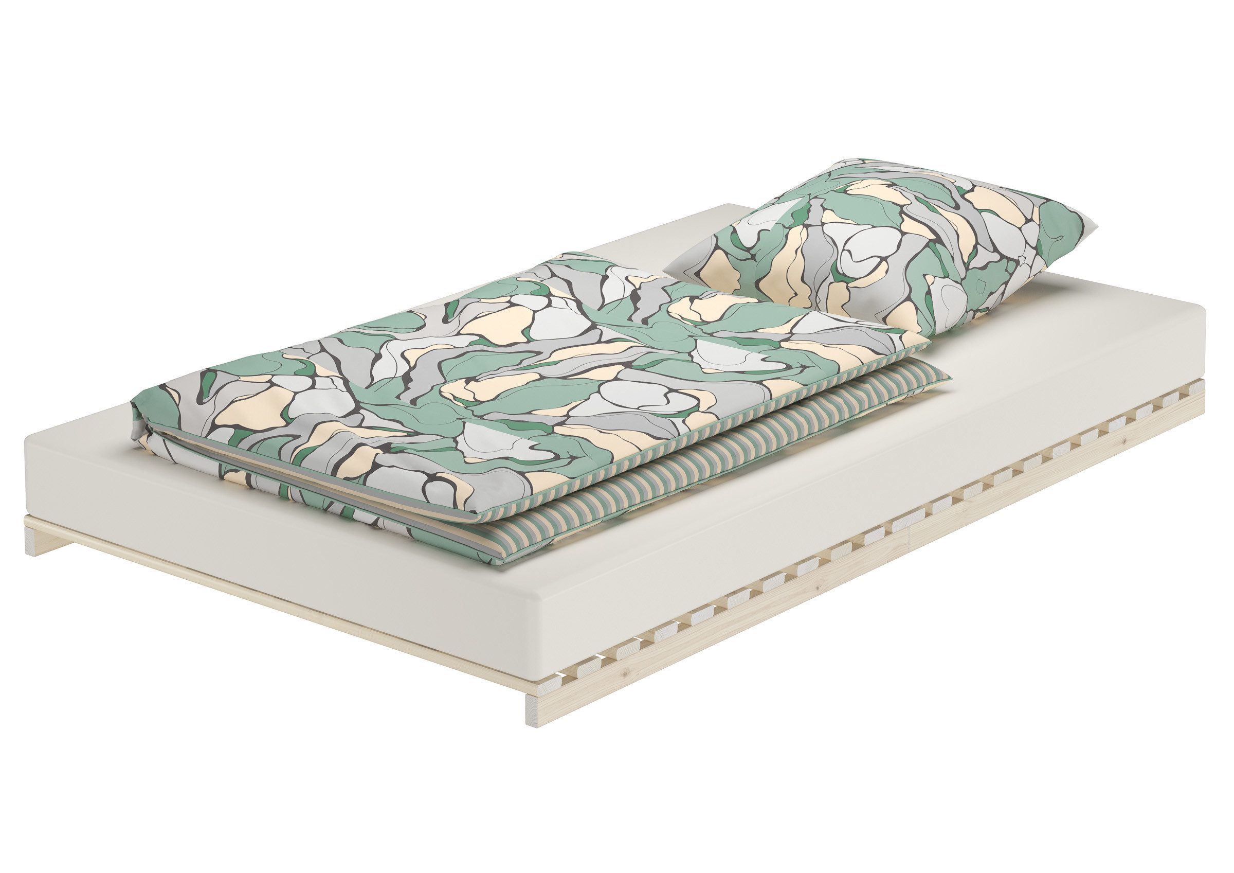 ERST-HOLZ Futonbett Niederflurbett Metallfrei 120 x 200 cm Futon Lattenrost Fichte, Fichte unbehandelt