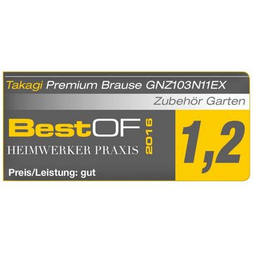 takagi Handbrause Schlauchaufsatz Premium-Brause Garden, (mit komfortabler 1-Klick-Arretierung), kompatibel mit allen gängigen Systemen