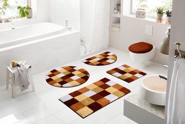 Badematte »Mosaik« Grund, Höhe 20 mm, rutschhemmend beschichtet, fußbodenheizungsgeeignet, Kunstfaser, rechteckig, angenehm weich, Badematten auch als 3 teiliges Set erhältlich