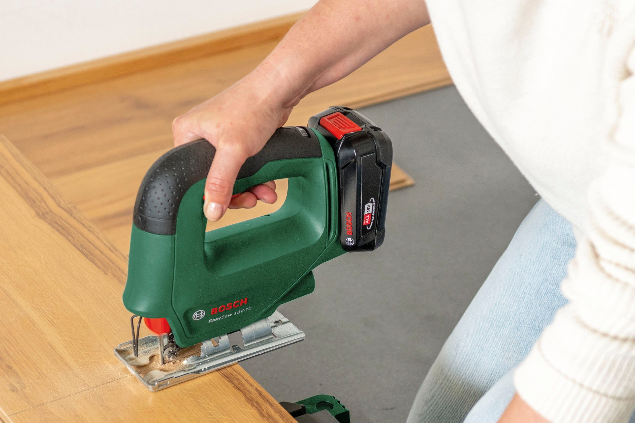 Ladegerät Home und Stichsäge Garden Bosch 1 18V/2,0Ah Akkus Akku-Bohrschrauber mit AL EasyImpact EasySaw, & + 2