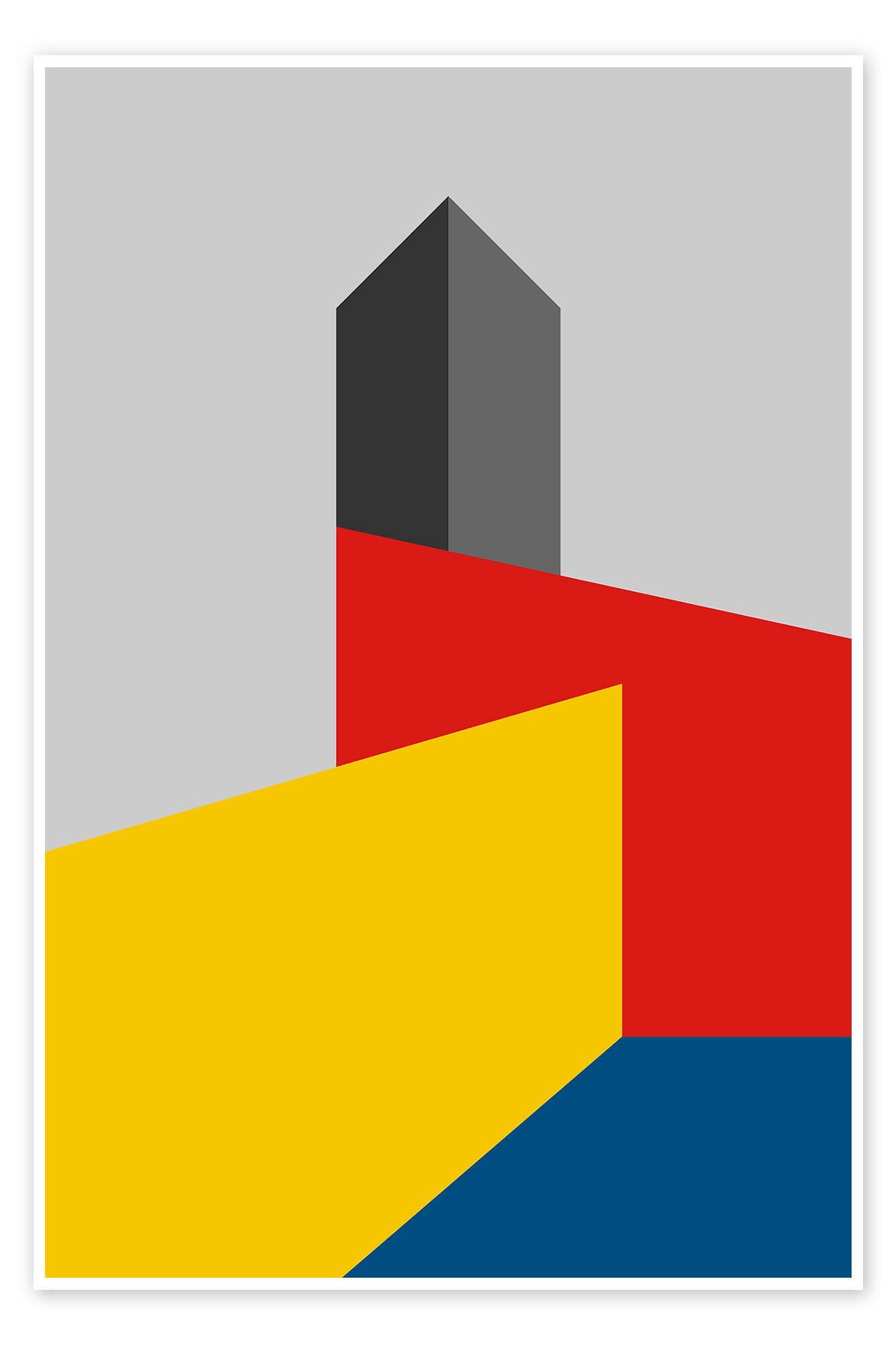 Posterlounge Poster THE USUAL DESIGNERS, Bauhausturm, Wohnzimmer Modern Malerei