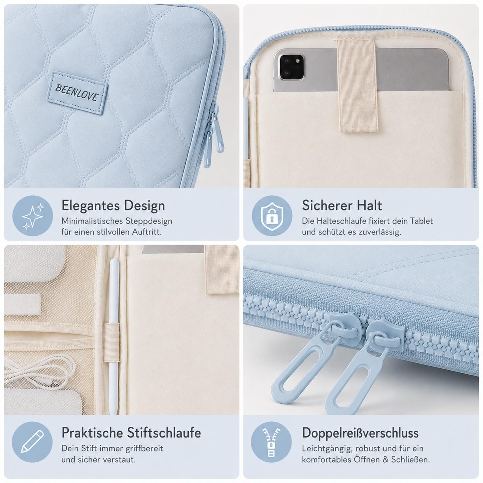 VERCO Tablet-Hülle Universal Organizer Sleeve bis 11 Zoll gepolstert 27,94 cm (11 Zoll), mit Trolley Schlaufe und Zubehörfach wasserabweisend gepolstert – Bild 5 von 5