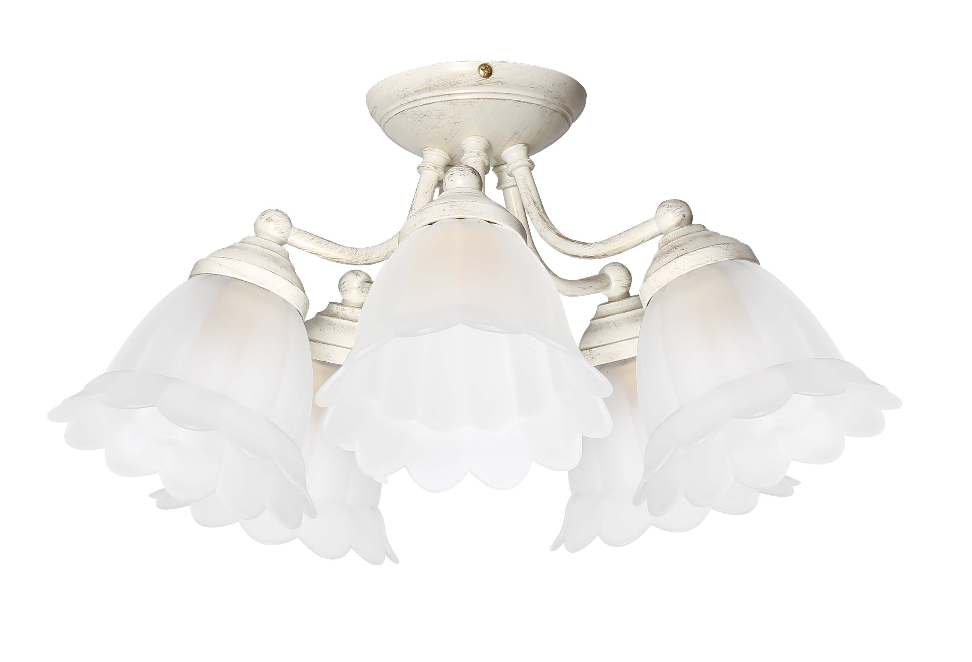 E14 Deckenlampe Shabby PLAFFONIERE, Deckenleuchte Chic Leuchtmittel, ohne Floral Wohnzimmer Licht-Erlebnisse Elfenbeinfarben