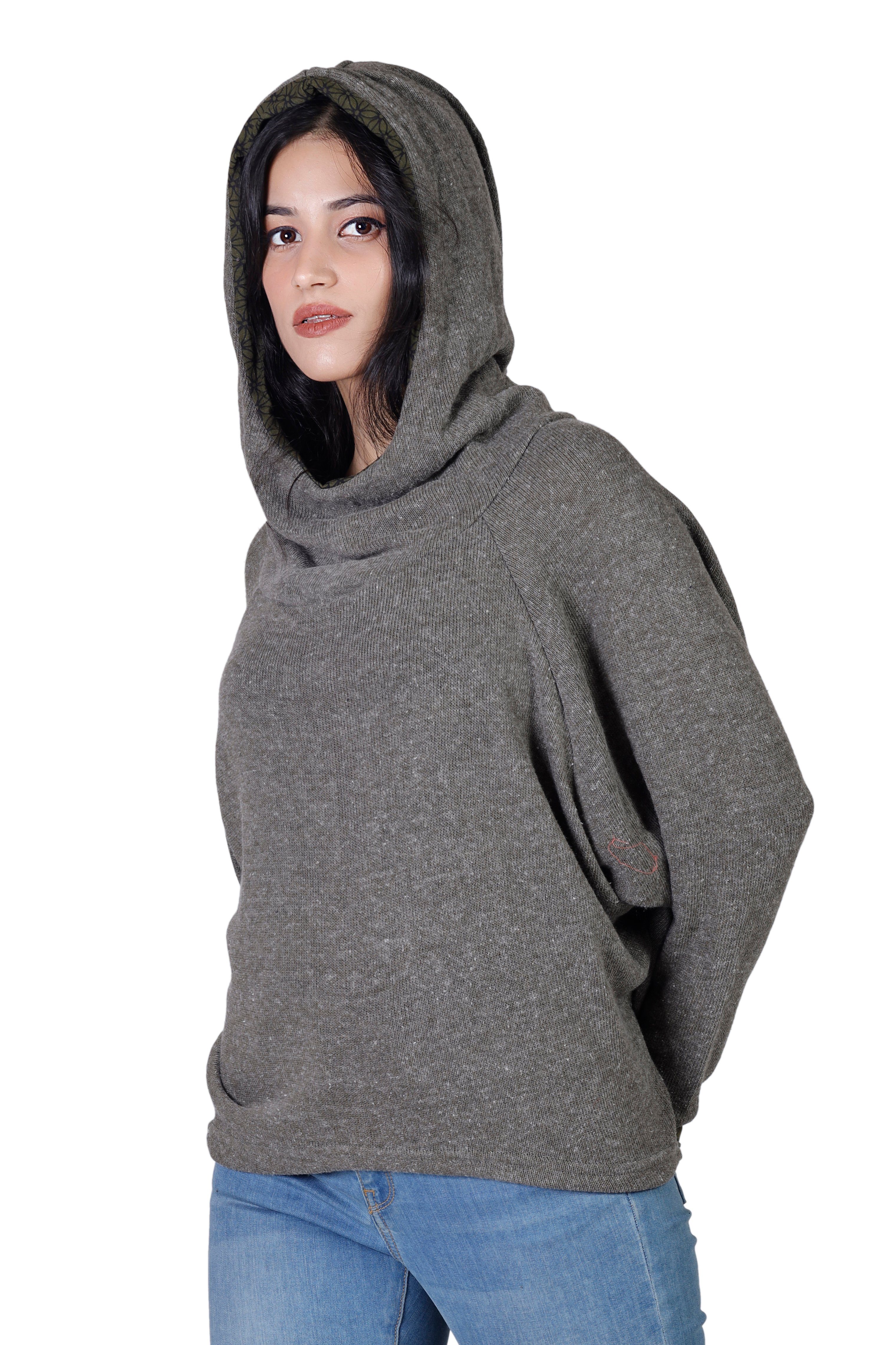 Sweatshirt, Longsleeve alternative Pullover, Hoody, khakigrün Kapuzenpullover -.. Bekleidung Guru-Shop