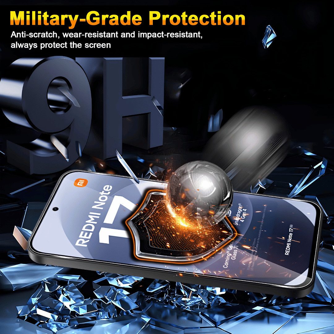 SmartUP Displayschutzglas 2x Schutzglas für Xiaomi Redmi Note 17 Pro 5G Display Panzerfolie Full für Xiaomi Redmi Note 17 Pro 5G, 2 Stück, Rundumschutz, passgen – Bild 3 von 5