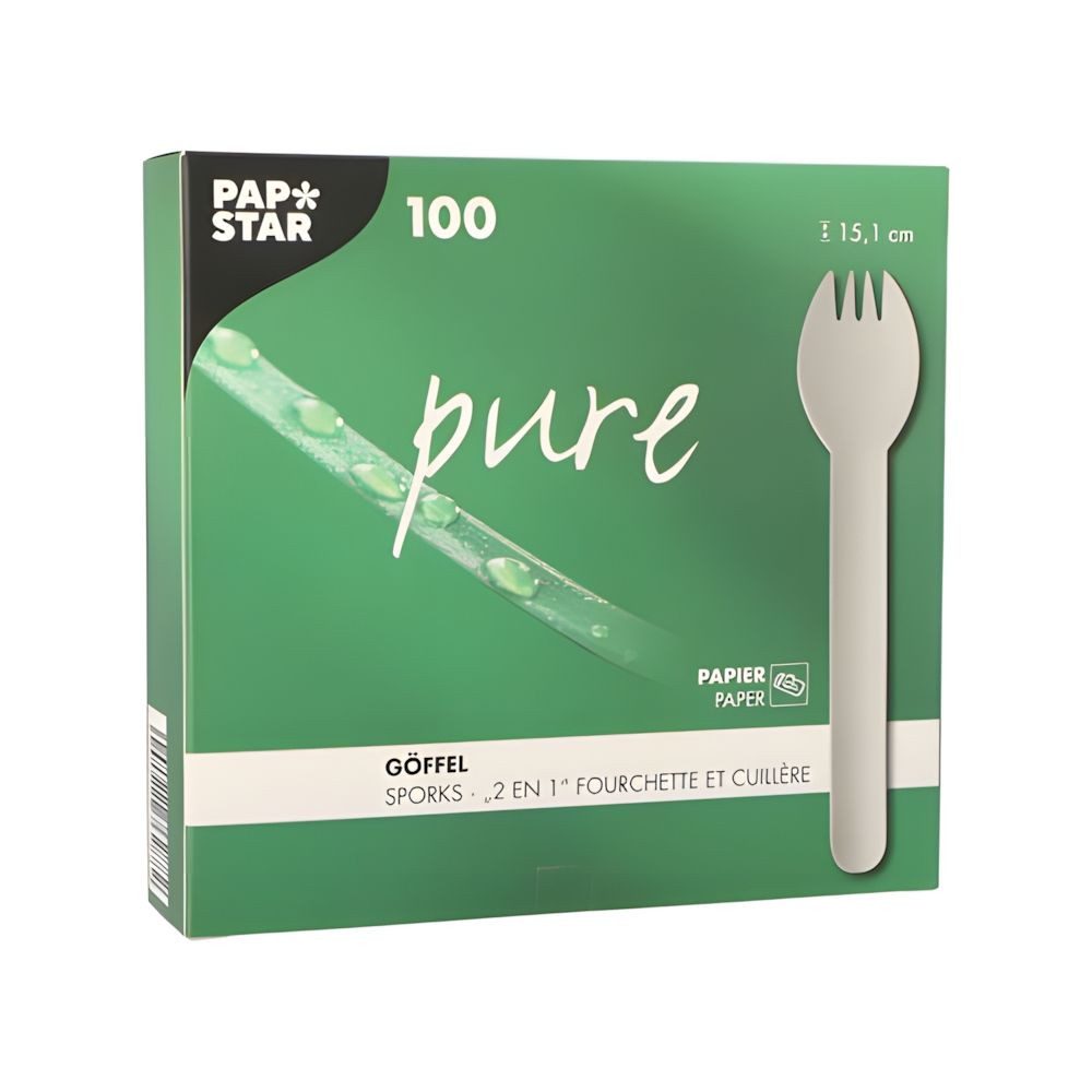 PAPSTAR Einweggabel Göffel, Papier pure 15,1 cm weiss 1000 Stk