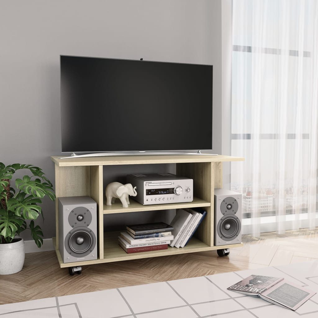 vidaXL TV-Schrank NA TV-Schrank mit Rollen Sonoma Eiche 80x40x40 cm Spanplatte Lowboard